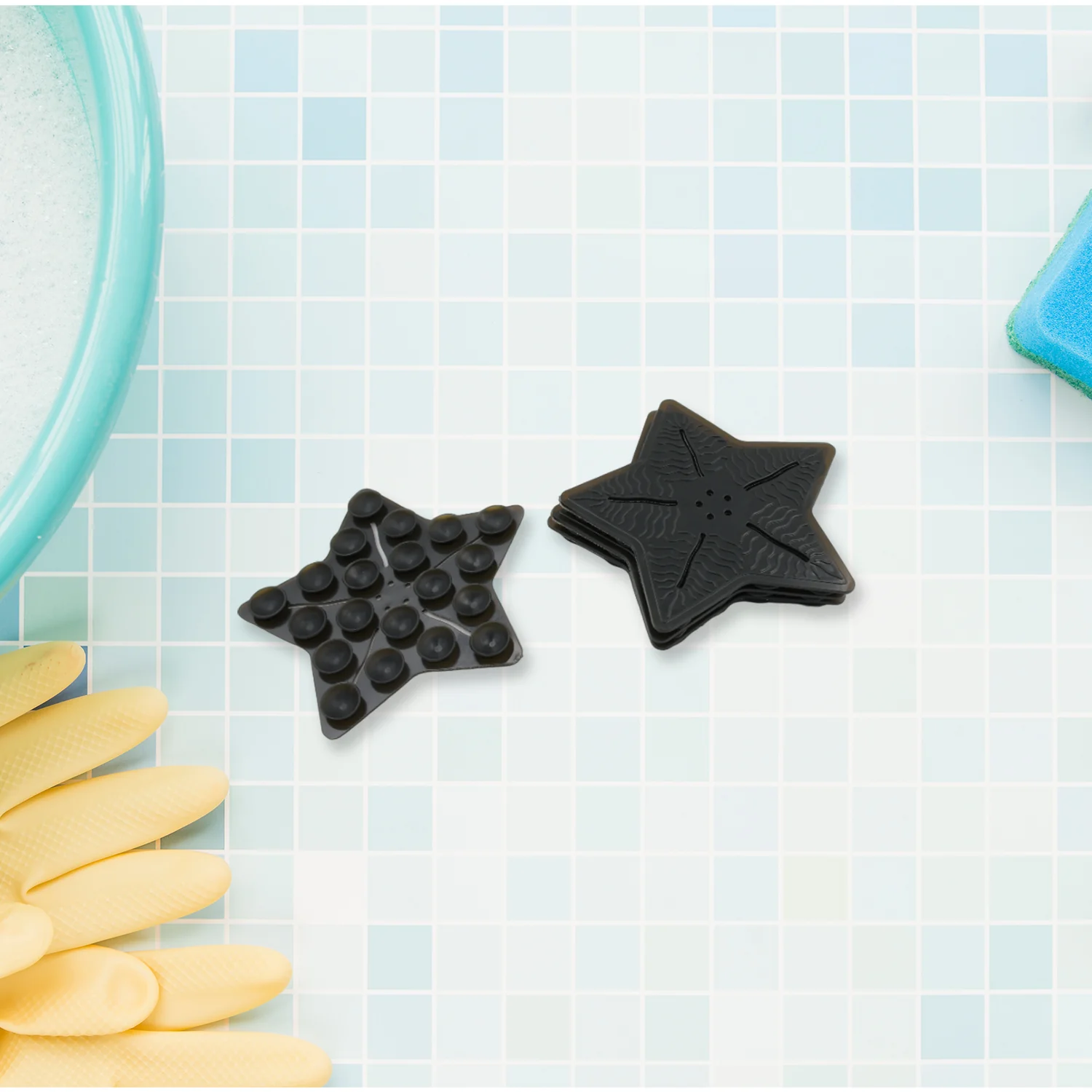 Mini PVC Anti Slip Bat Mat Star Shaped for Kids 4 Pc Set - Image 4