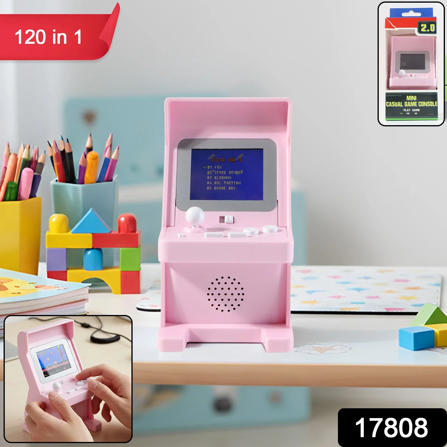 Mini Retro Arcade Gaming Console with 120 Built-In Classic Games - Image 2