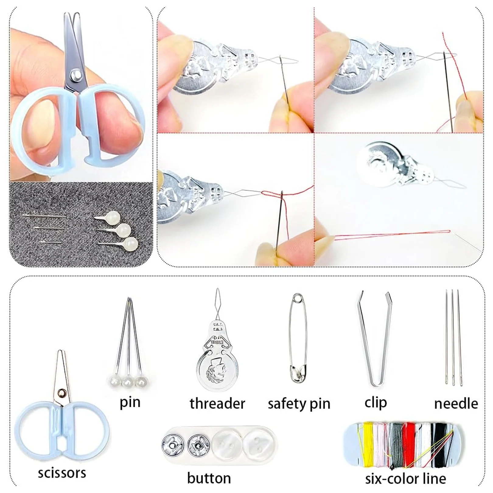 Mini Travel Sewing Kit for Beginners with Threads & Scissors - Image 3