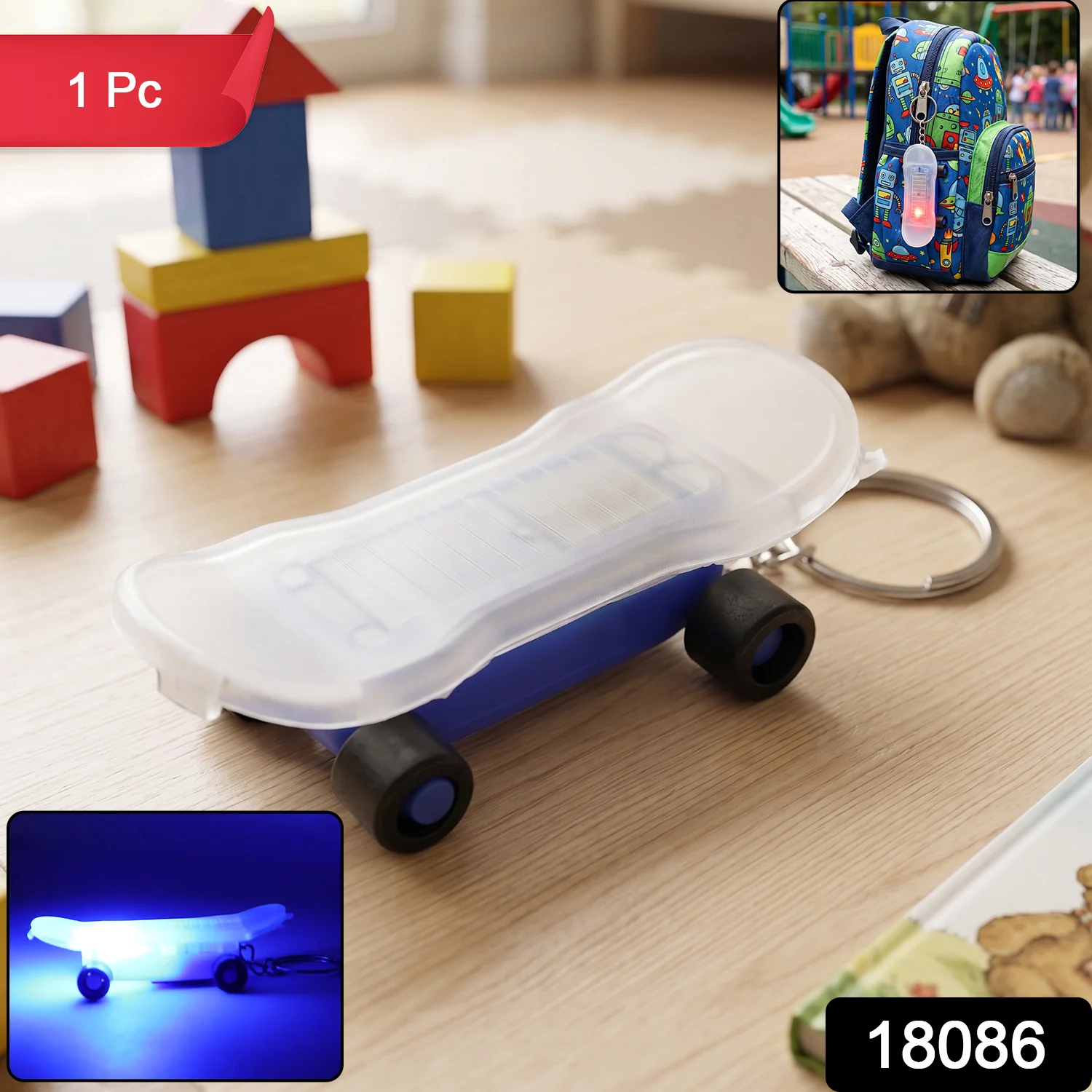 Mini Skateboard Shape LED Keychain (1 Pc) - Image 2
