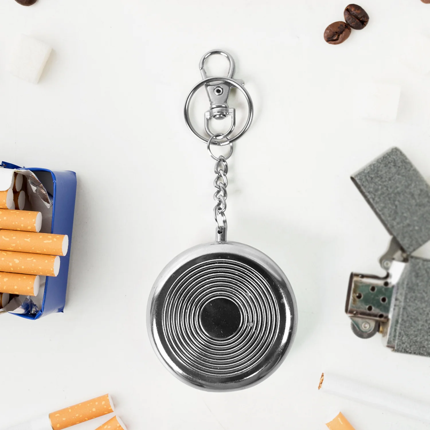 Mini Stainless Steel Ashtray with Keychain (1 pc) - Image 4