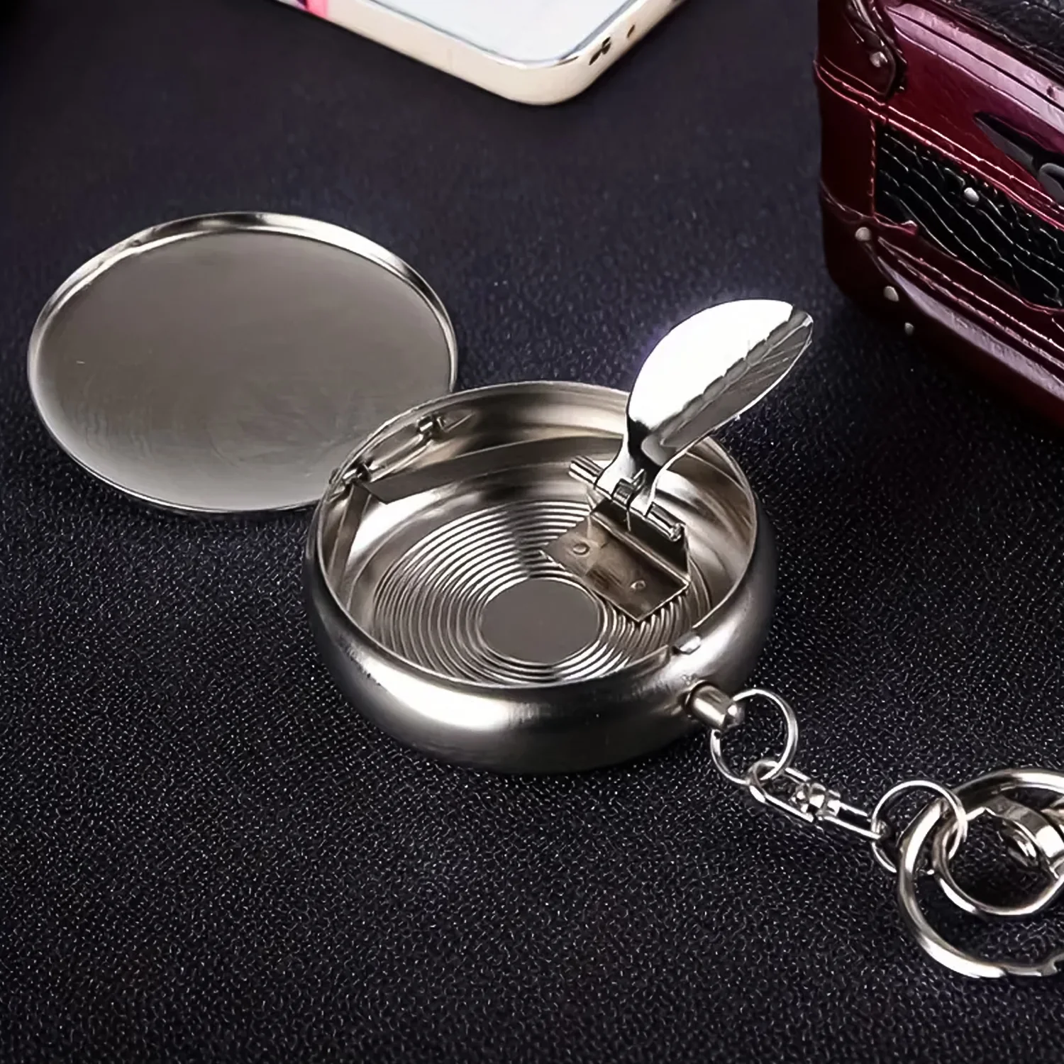 Mini Stainless Steel Ashtray with Keychain (1 pc) - Image 6