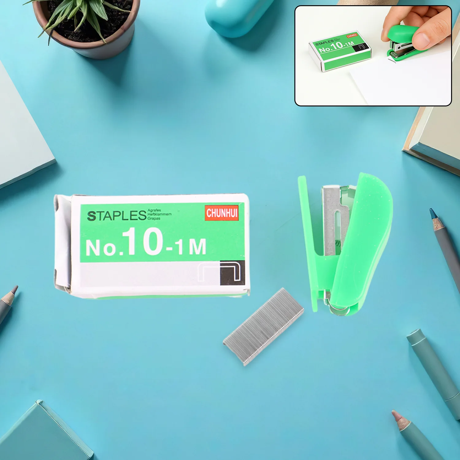 Mini Stapler with 1 Strip of Staples (1 Set) - Image 5