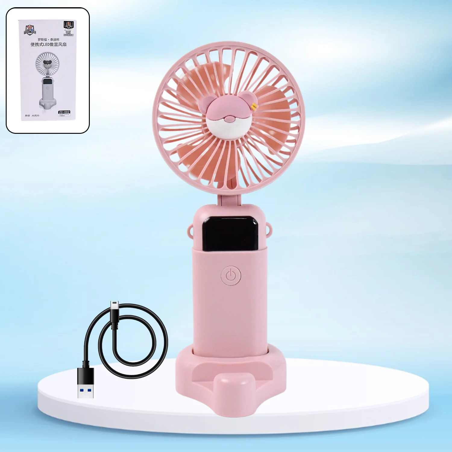 Mini USB Charging Fan with Percentage Display, 5 Speed Modes, and Mobile Stand - Image 4