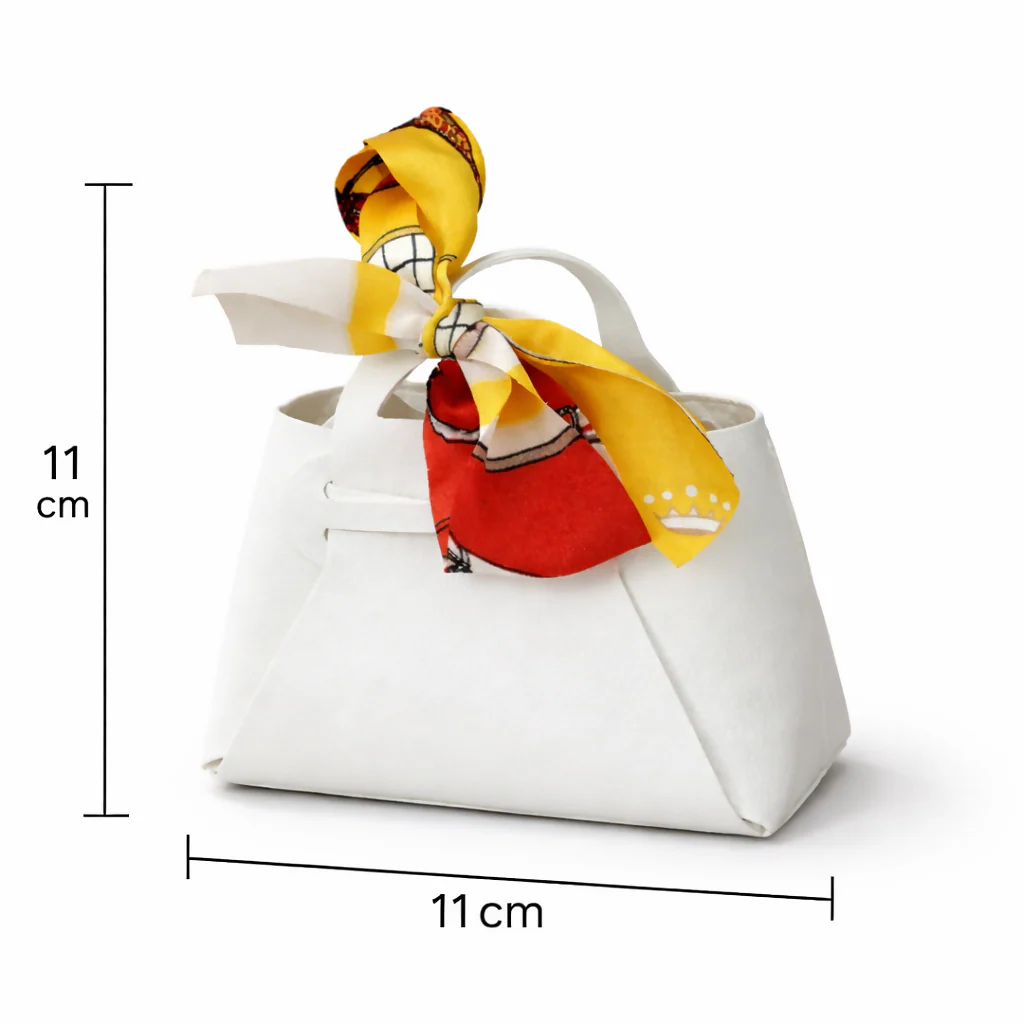 Mini White Handbag with Printed Scarf | Stylish Purse for Women - Image 4
