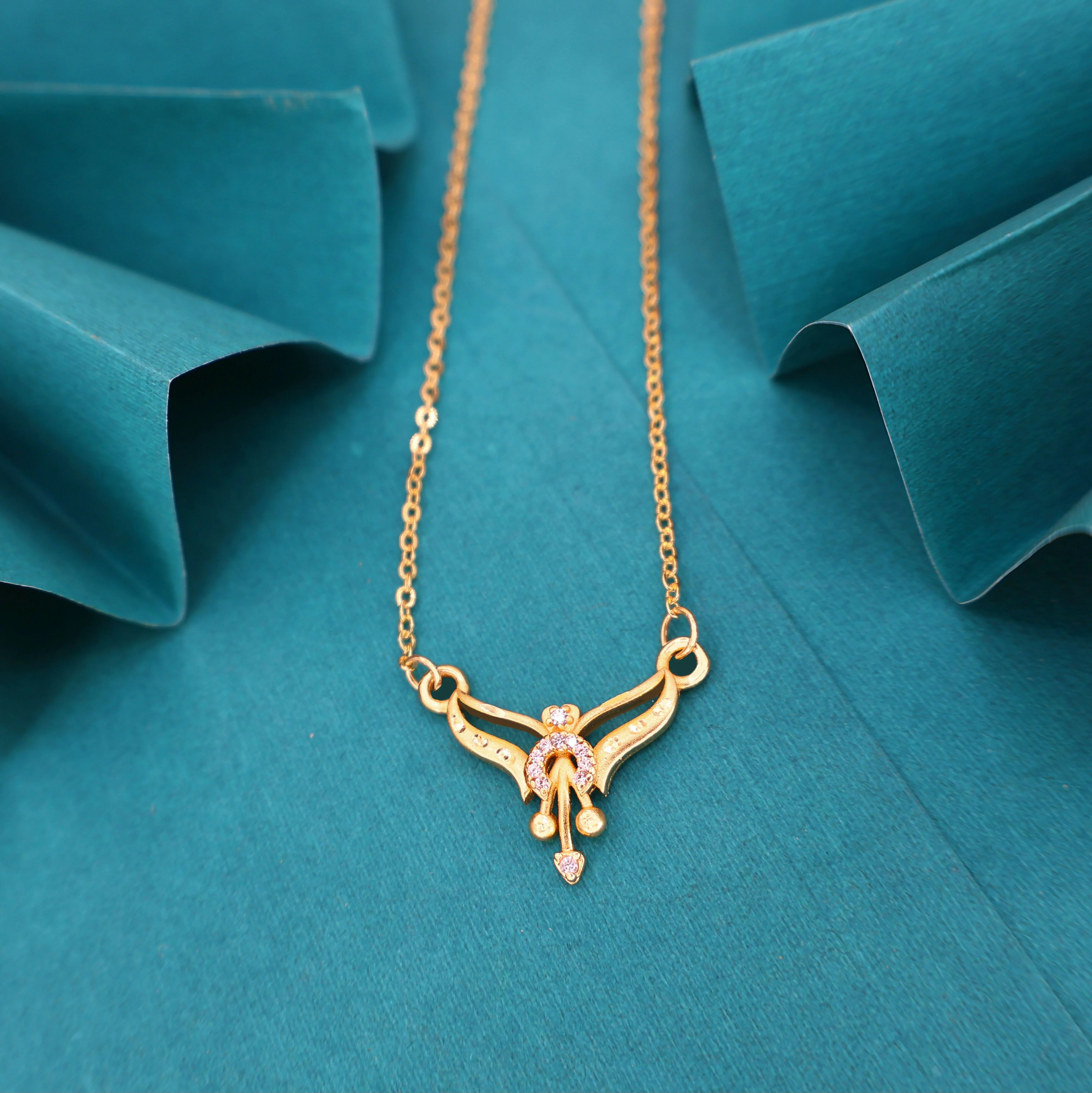 Minimal Gold & AD Pendant Necklace For women and girls - Image 2