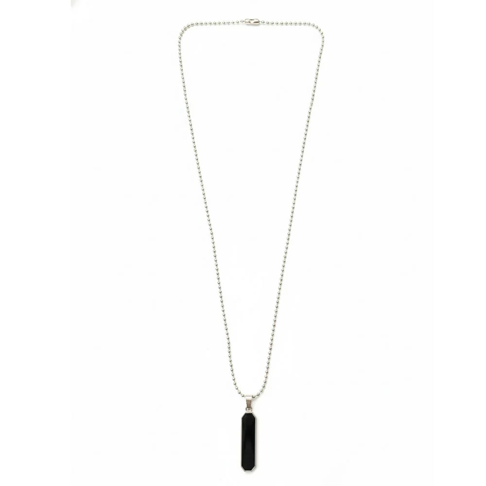 Minimalist Black Inlay Rectangular Pendant for Men - Image 4