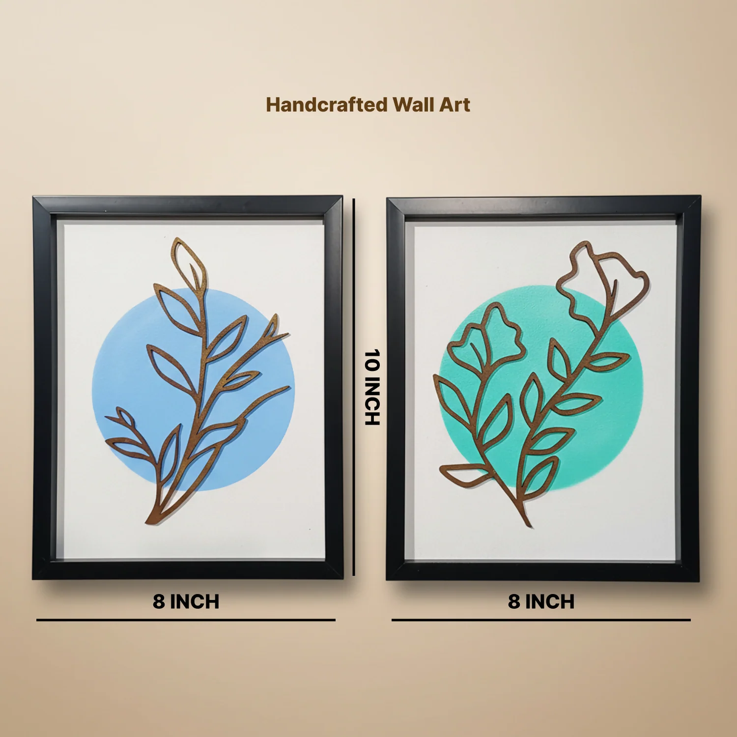 Minimalist Botanical Line Art Wall Frames | Modern Leaf Outline Wall Decor Set of 2 - Image 4