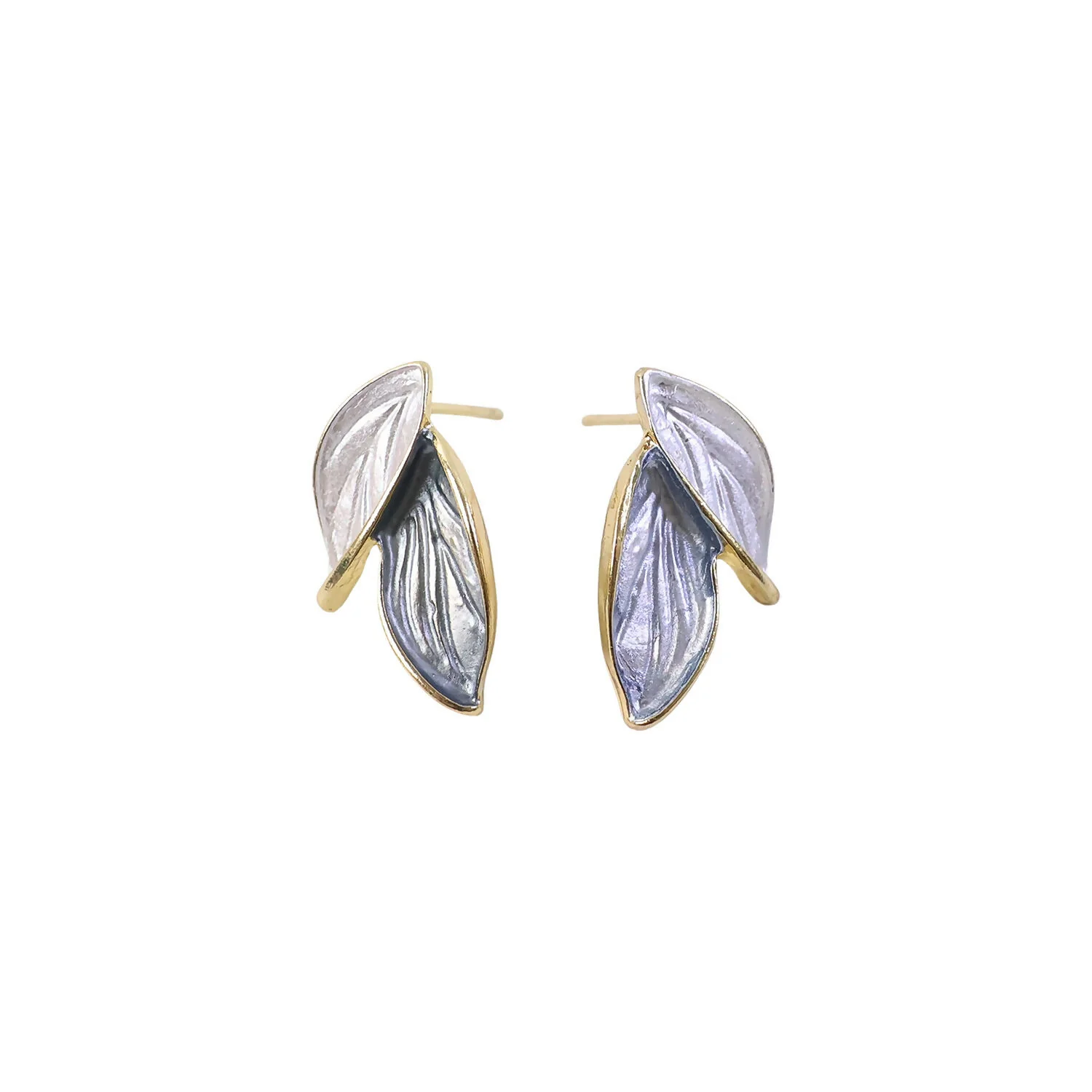 Minimalist Nature-Inspired Leaf Studs Korean Style – Premium Pearlescent Enamel Earrings - Image 5