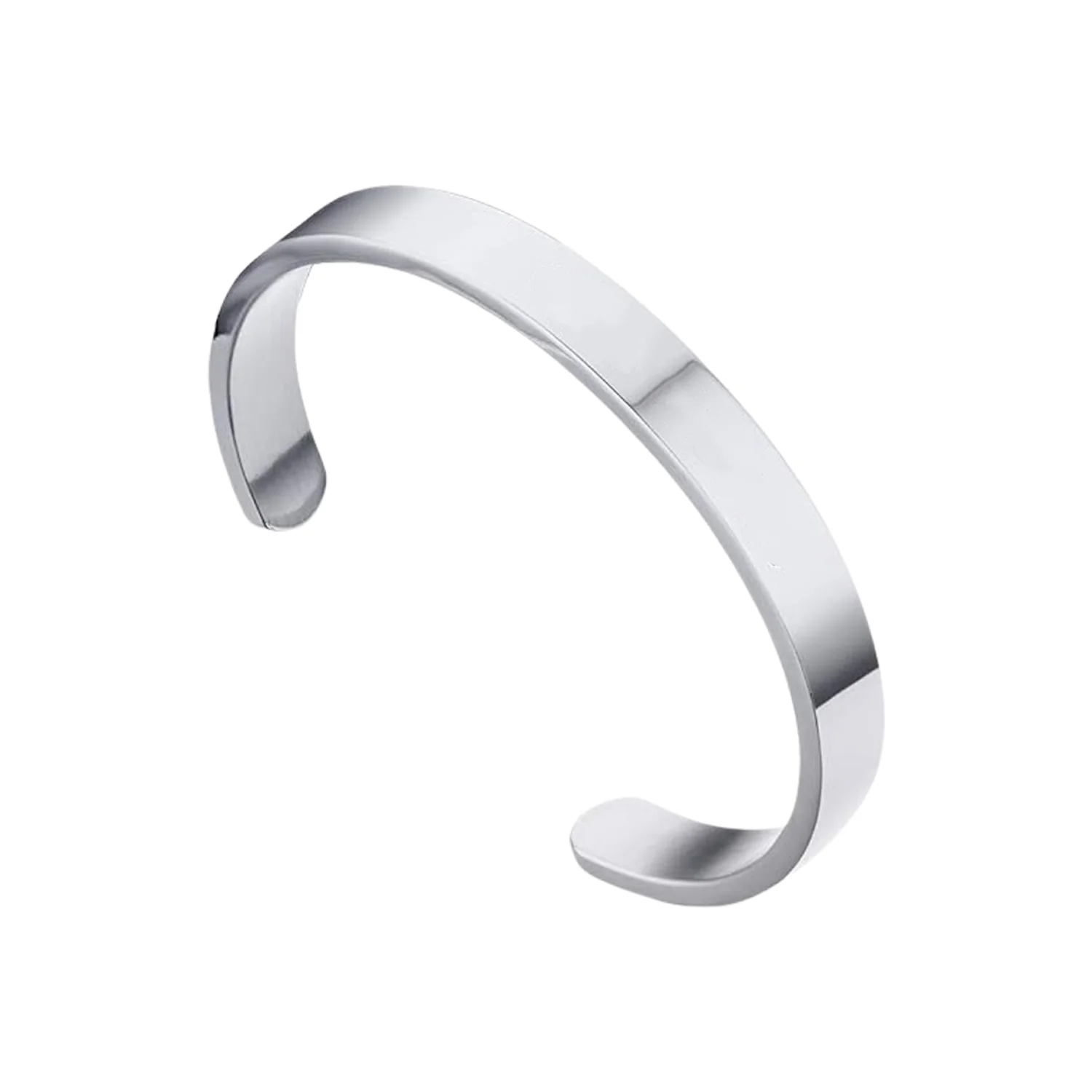 Minimalist Polished Open-Ended Silver-Tone Stainless Steel Kada (1 Pc) - Image 5