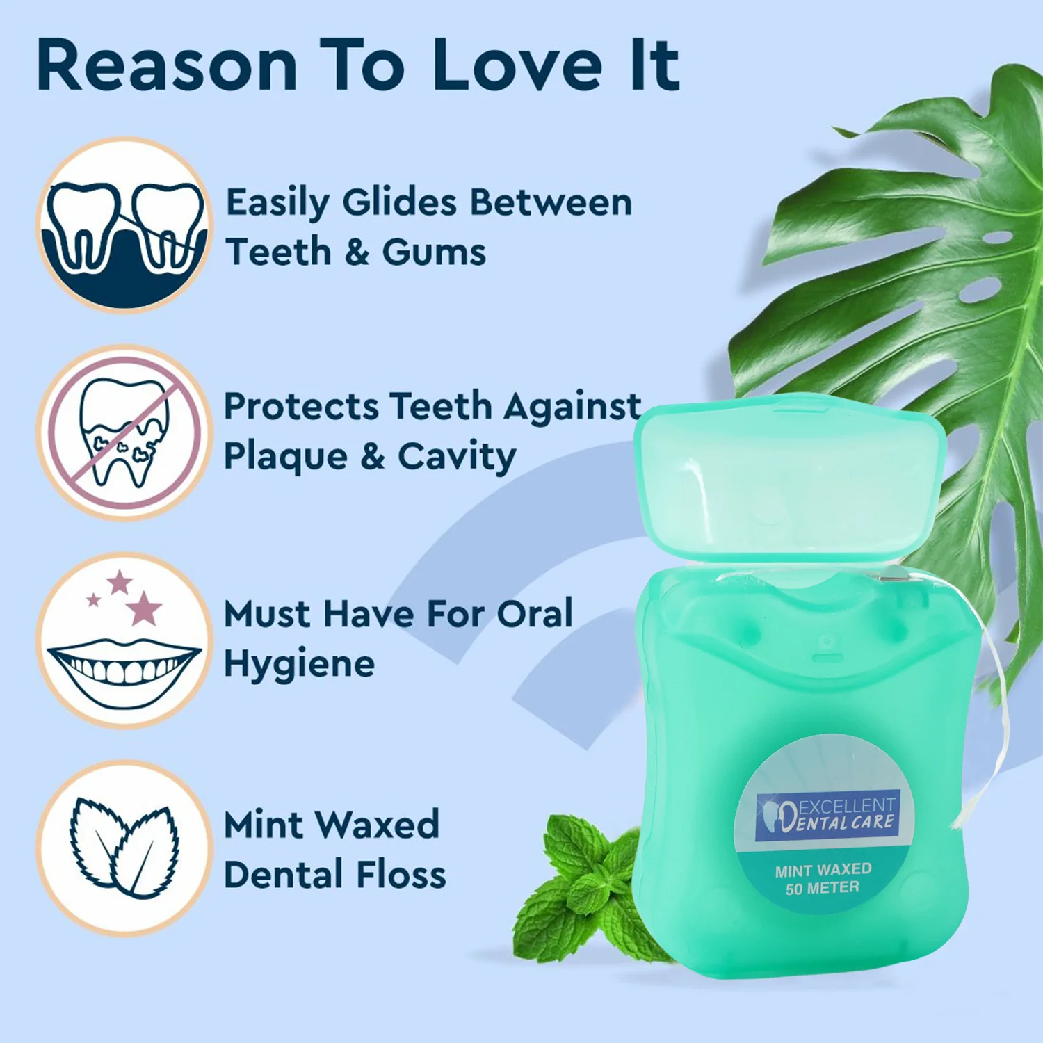 Mint Waxed Dental Floss – (50 Meter ) - Image 4