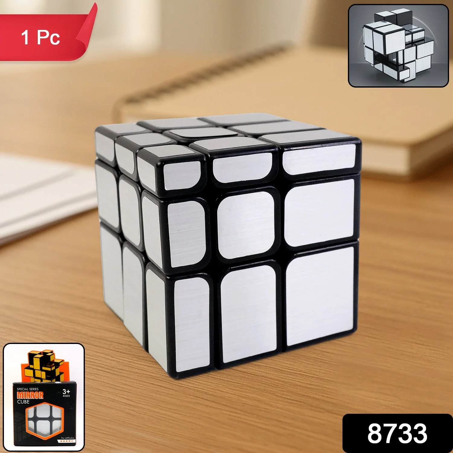 Mirror Cube – 3x3 Puzzle Cube with Reflective Silver Surfaces - Image 2