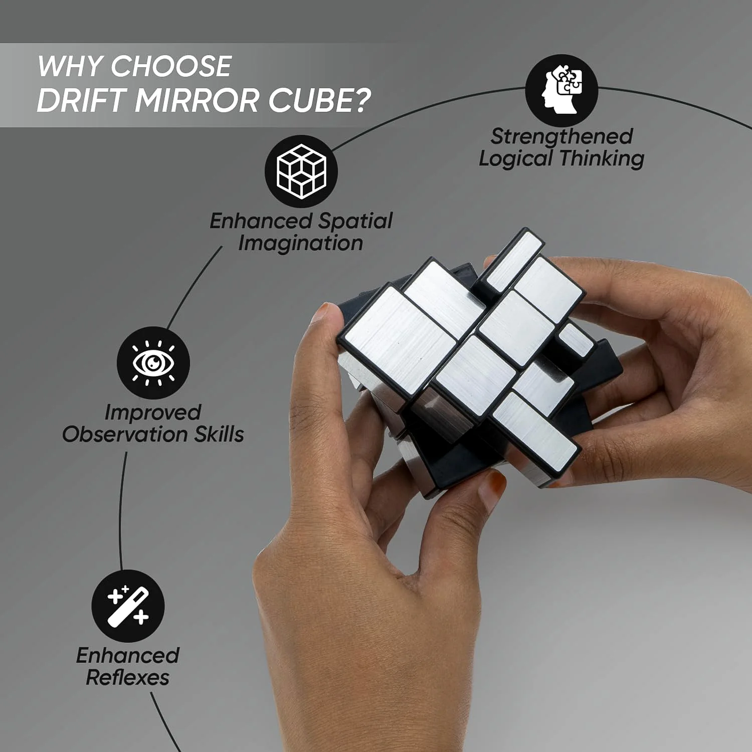 Mirror Cube – 3x3 Puzzle Cube with Reflective Silver Surfaces - Image 3
