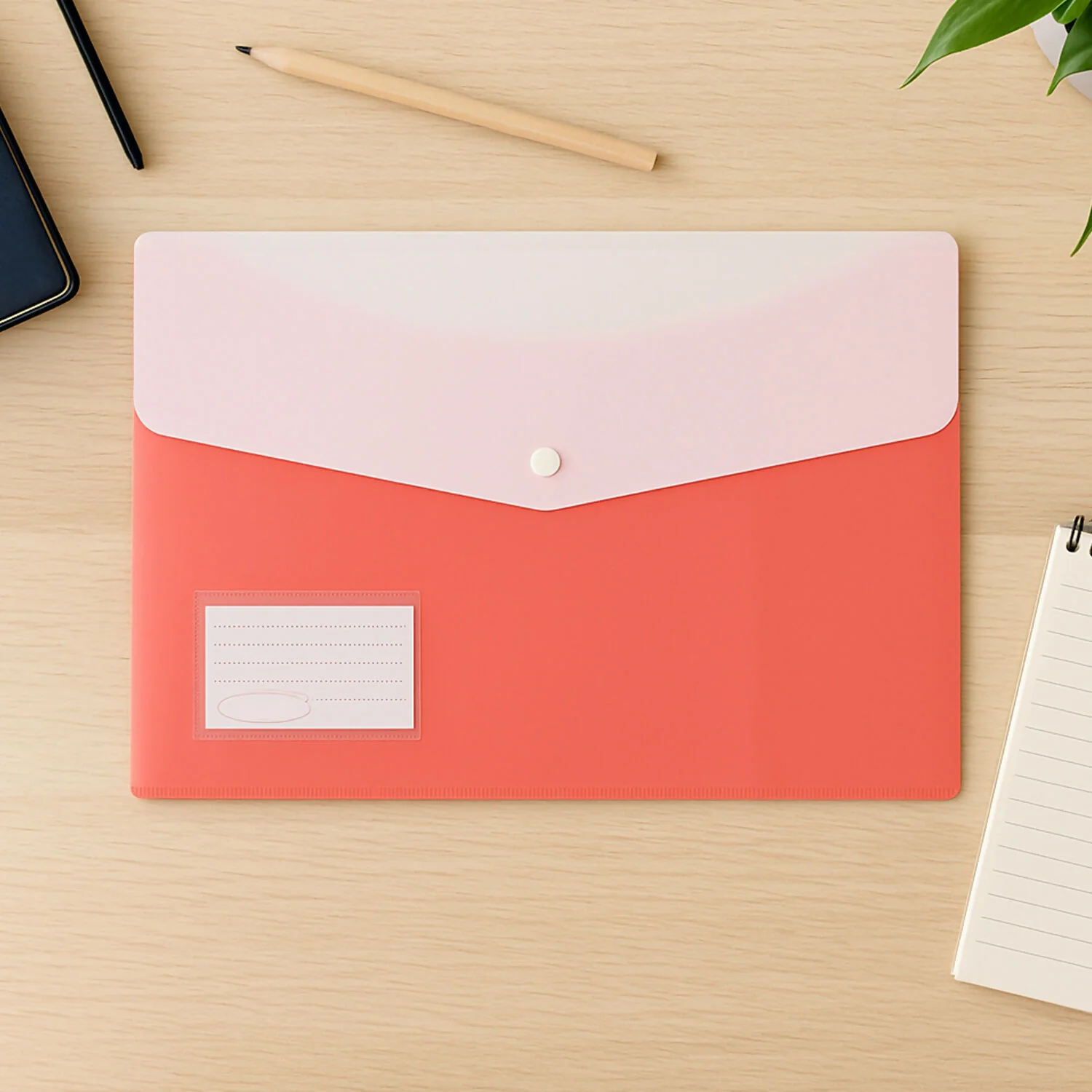 Mix Design A4 Plastic Document Folder with Button Closure & Label Slot - Image 2