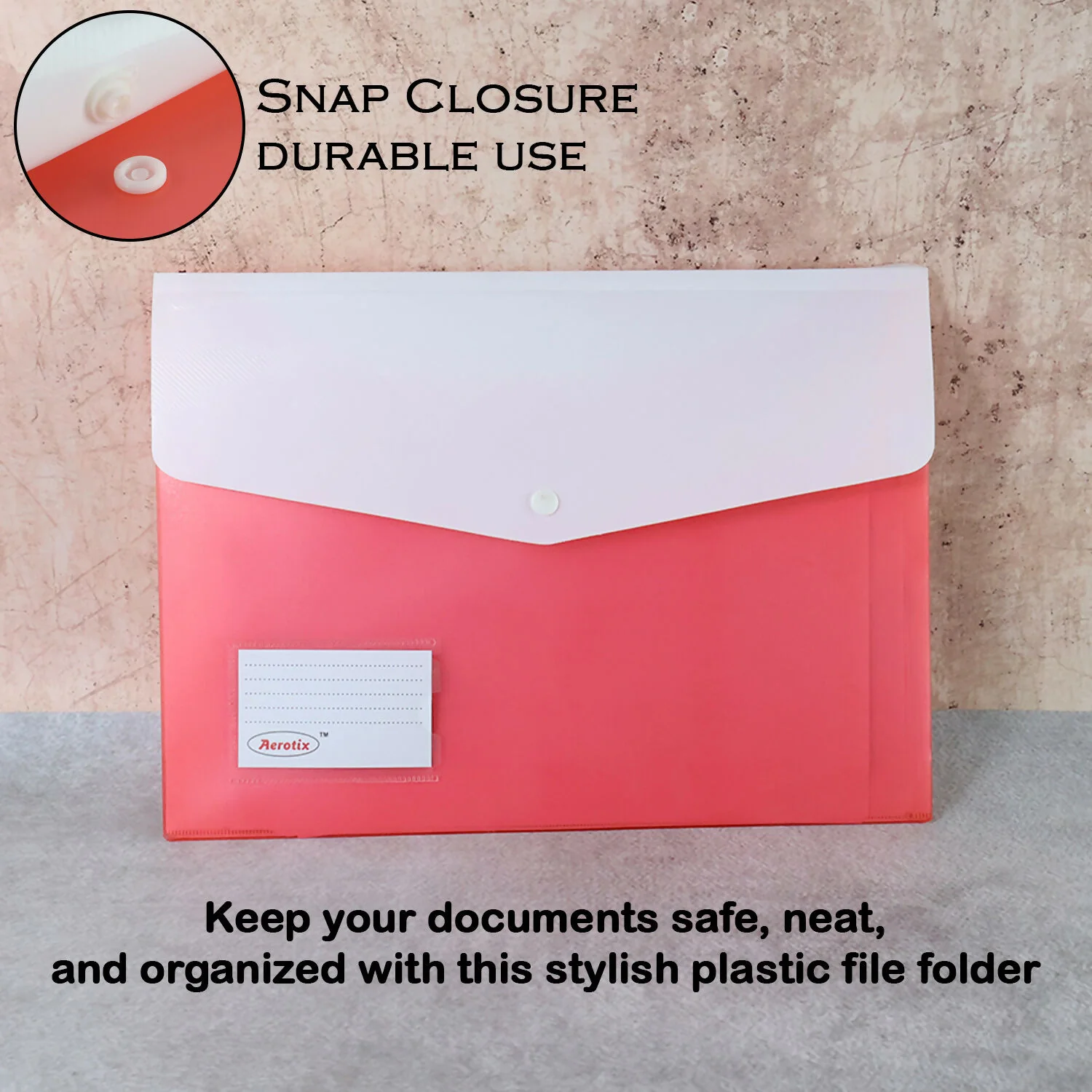 Mix Design A4 Plastic Document Folder with Button Closure & Label Slot - Image 3