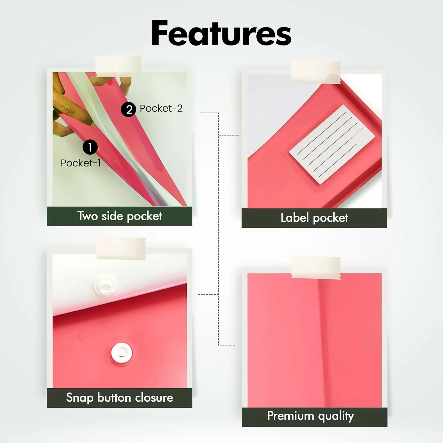 Mix Design A4 Plastic Document Folder with Button Closure & Label Slot - Image 6