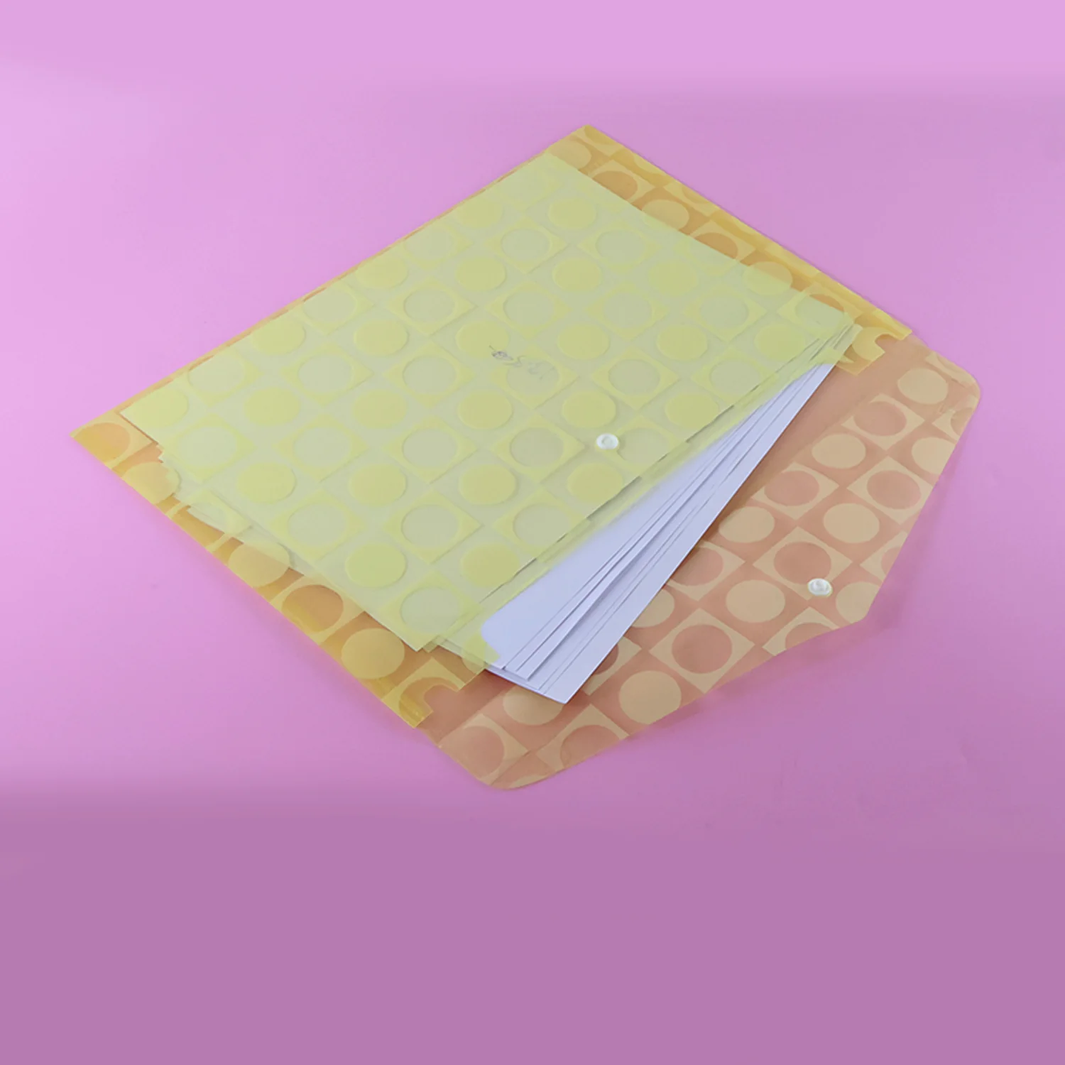 Mix Design A4 Plastic Document Folder with Patterned Button Closure - Image 3