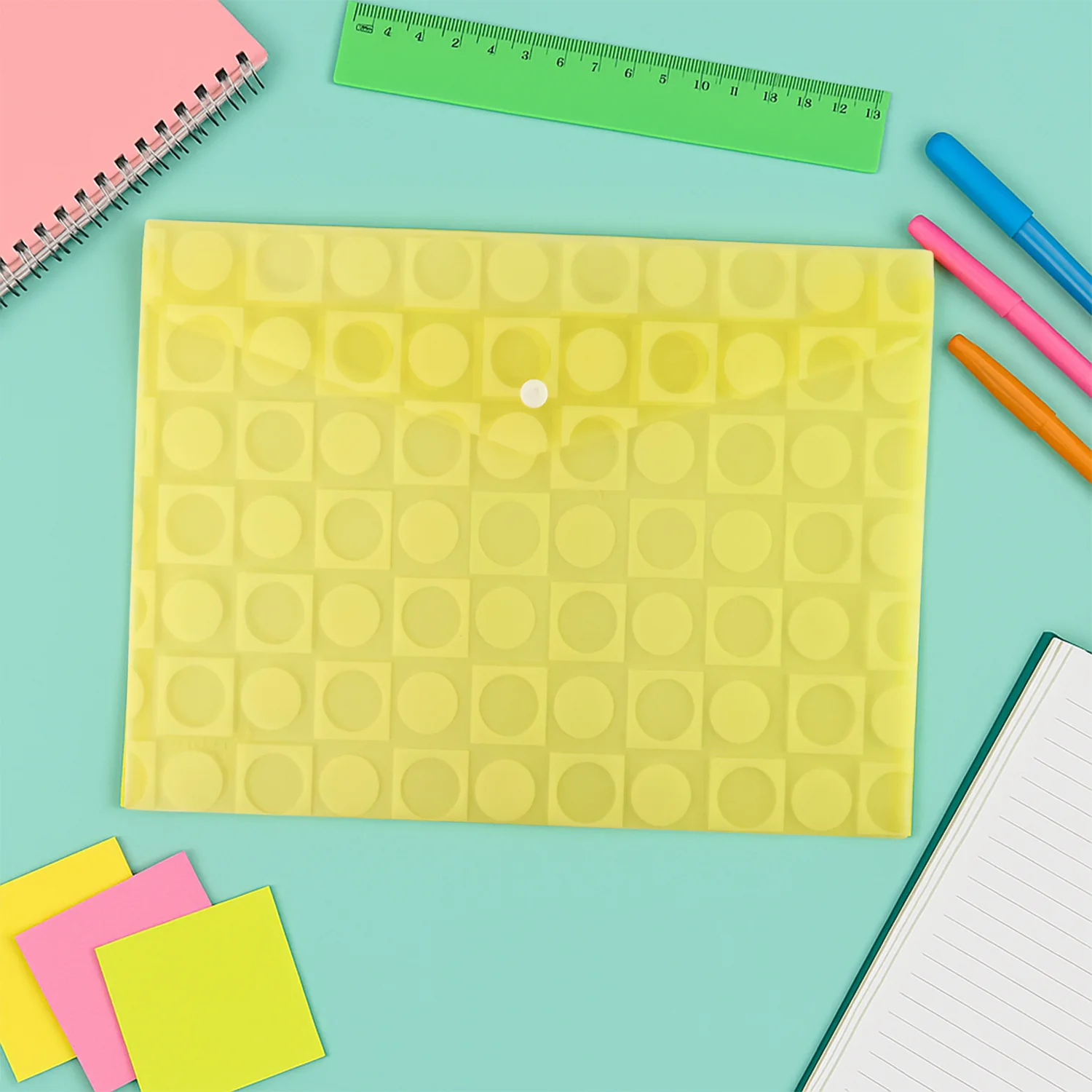 Mix Design A4 Plastic Document Folder with Patterned Button Closure - Image 5