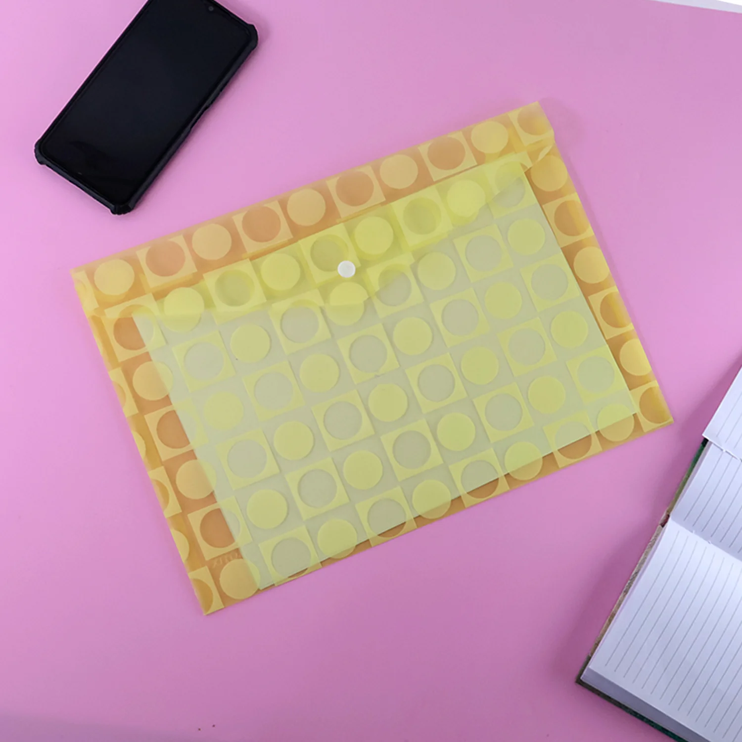 Mix Design A4 Plastic Document Folder with Patterned Button Closure - Image 6