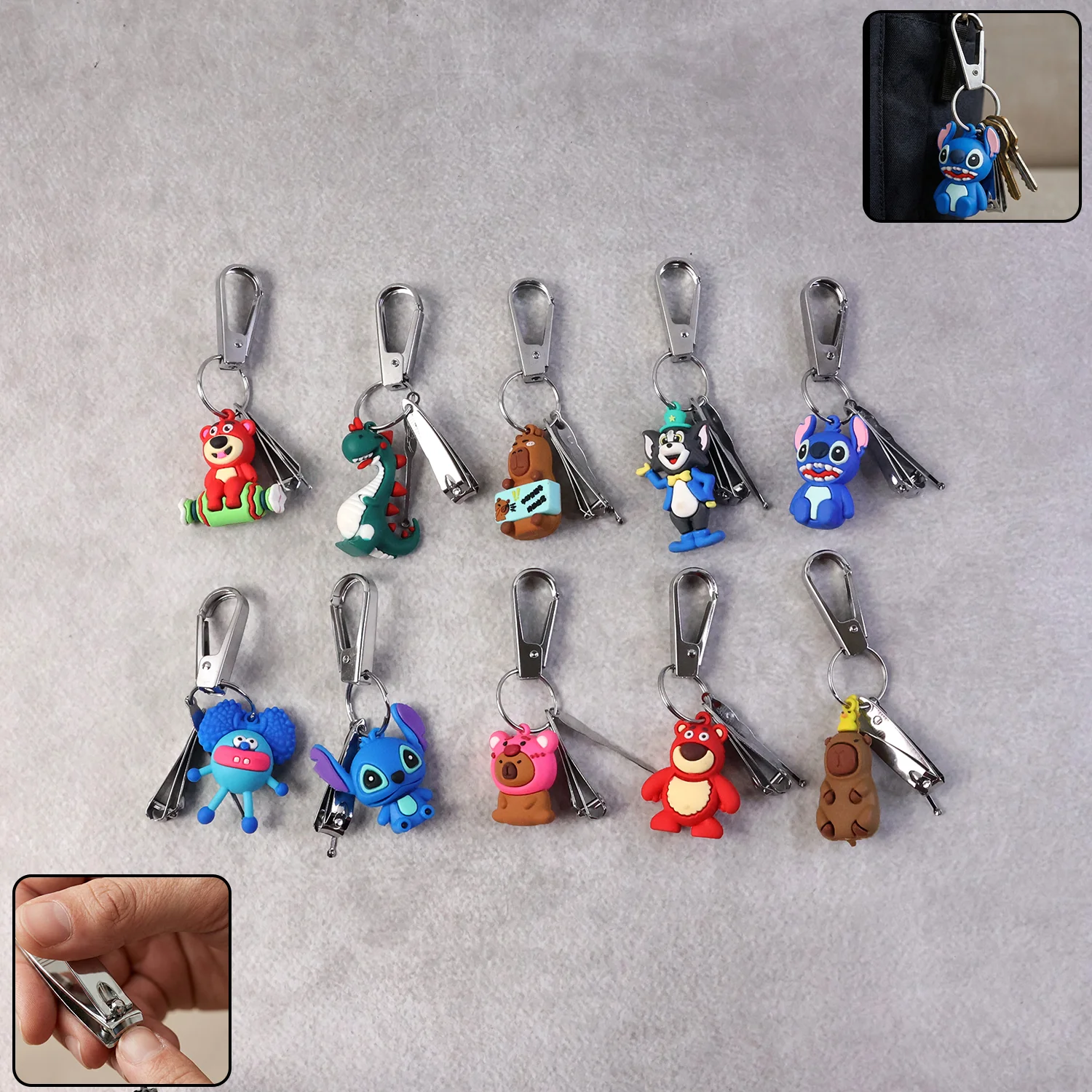 Mix Design Cartoon Nail Cutter Keychain with Mini Nail Clipper (1 Pc) - Image 4