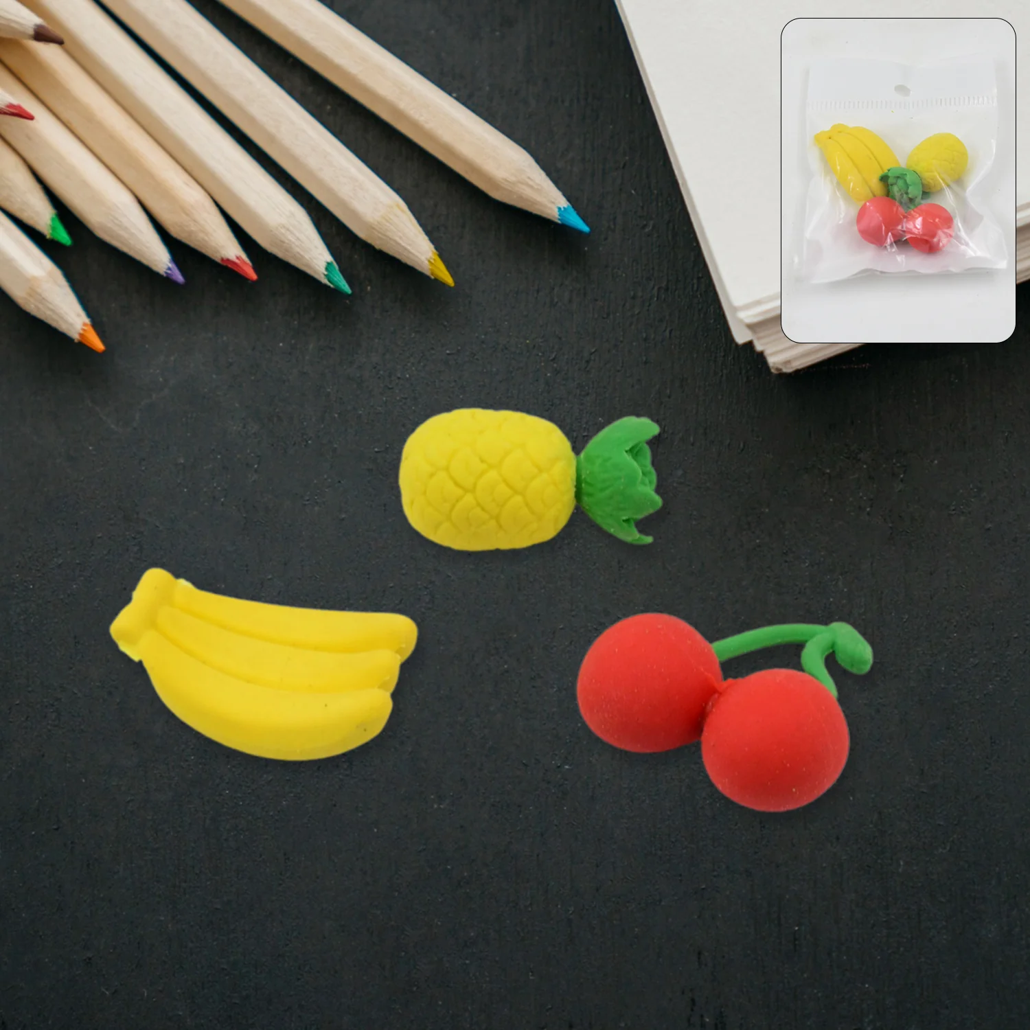 Mix Design Fancy & Stylish Colorful Erasers (1 Set / 3 Pc Set) - Image 2