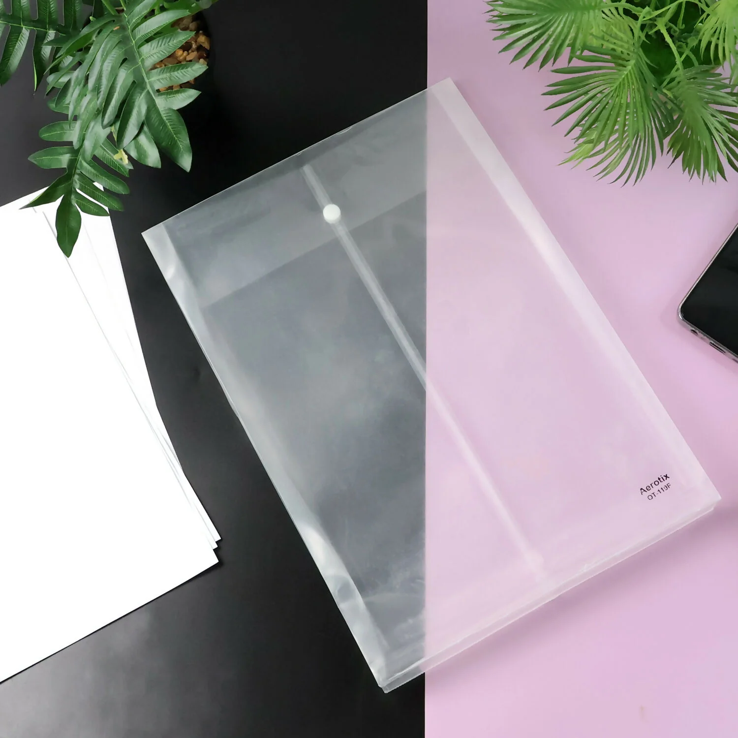 Mix Design Transparent Document Folder – A4 Size Clear File Protector (1 Pc) - Image 2