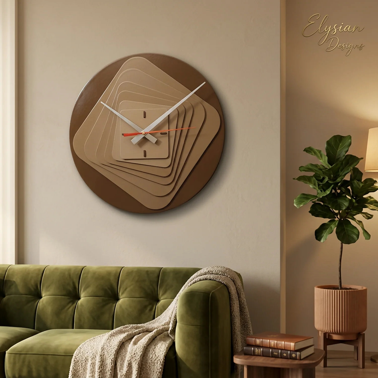 Modern 7 Layer Wooden Wall Clock | Silent Sweep Quartz Clock for Living Room, Bedroom & Office Decor - Image 2
