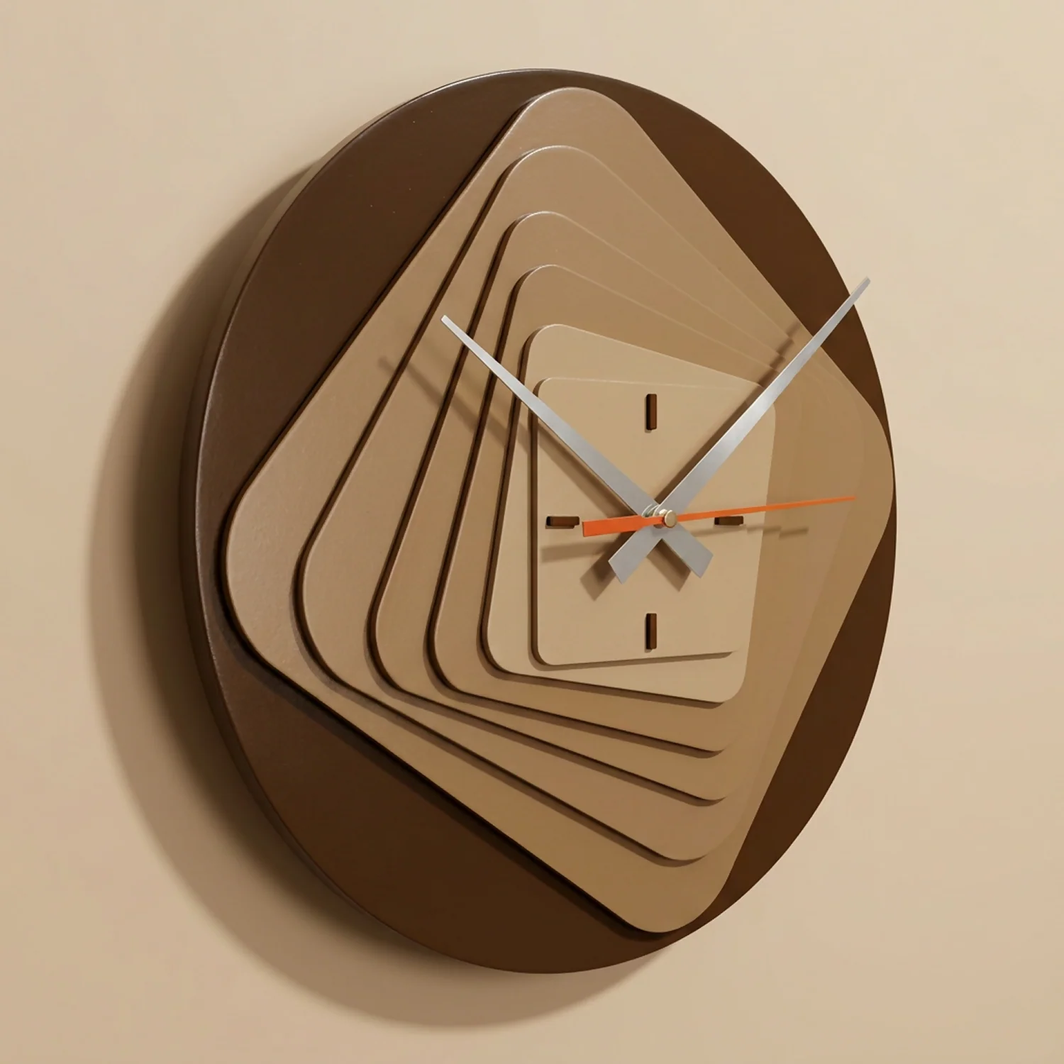 Modern 7 Layer Wooden Wall Clock | Silent Sweep Quartz Clock for Living Room, Bedroom & Office Decor - Image 4