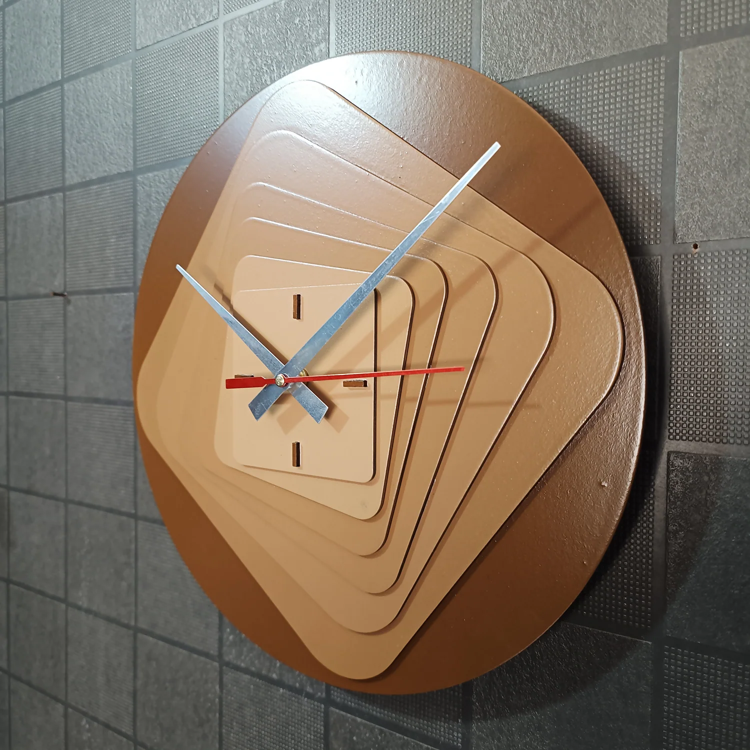 Modern 7 Layer Wooden Wall Clock | Silent Sweep Quartz Clock for Living Room, Bedroom & Office Decor - Image 7