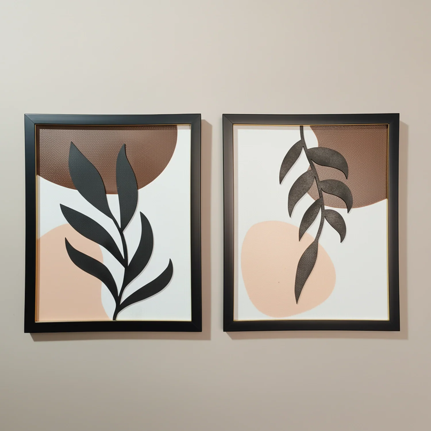 Modern Abstract Leaf Wall Art Frames | Minimalist Botanical Wall Decor Set of 2 - Image 2
