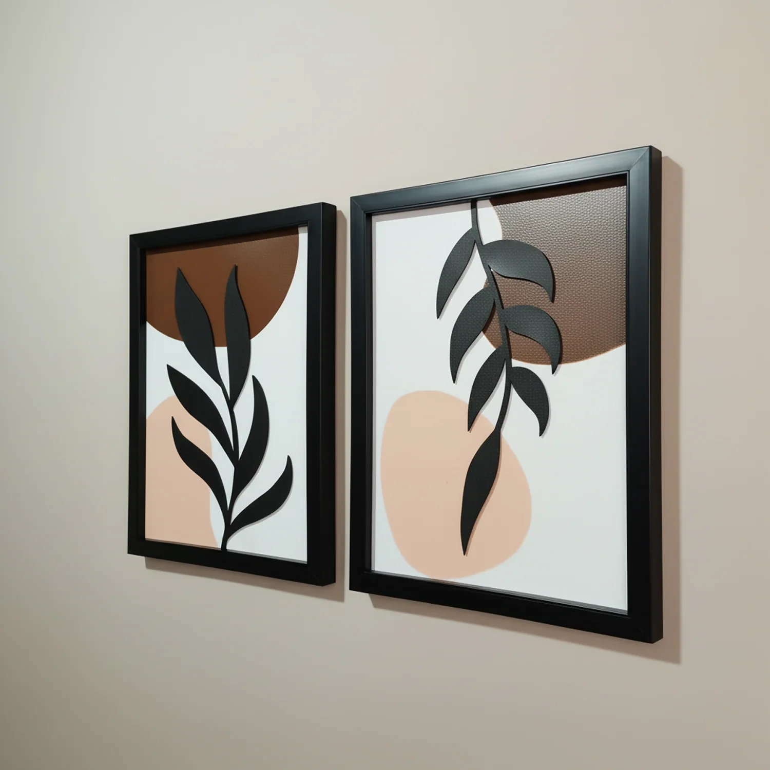 Modern Abstract Leaf Wall Art Frames | Minimalist Botanical Wall Decor Set of 2 - Image 3