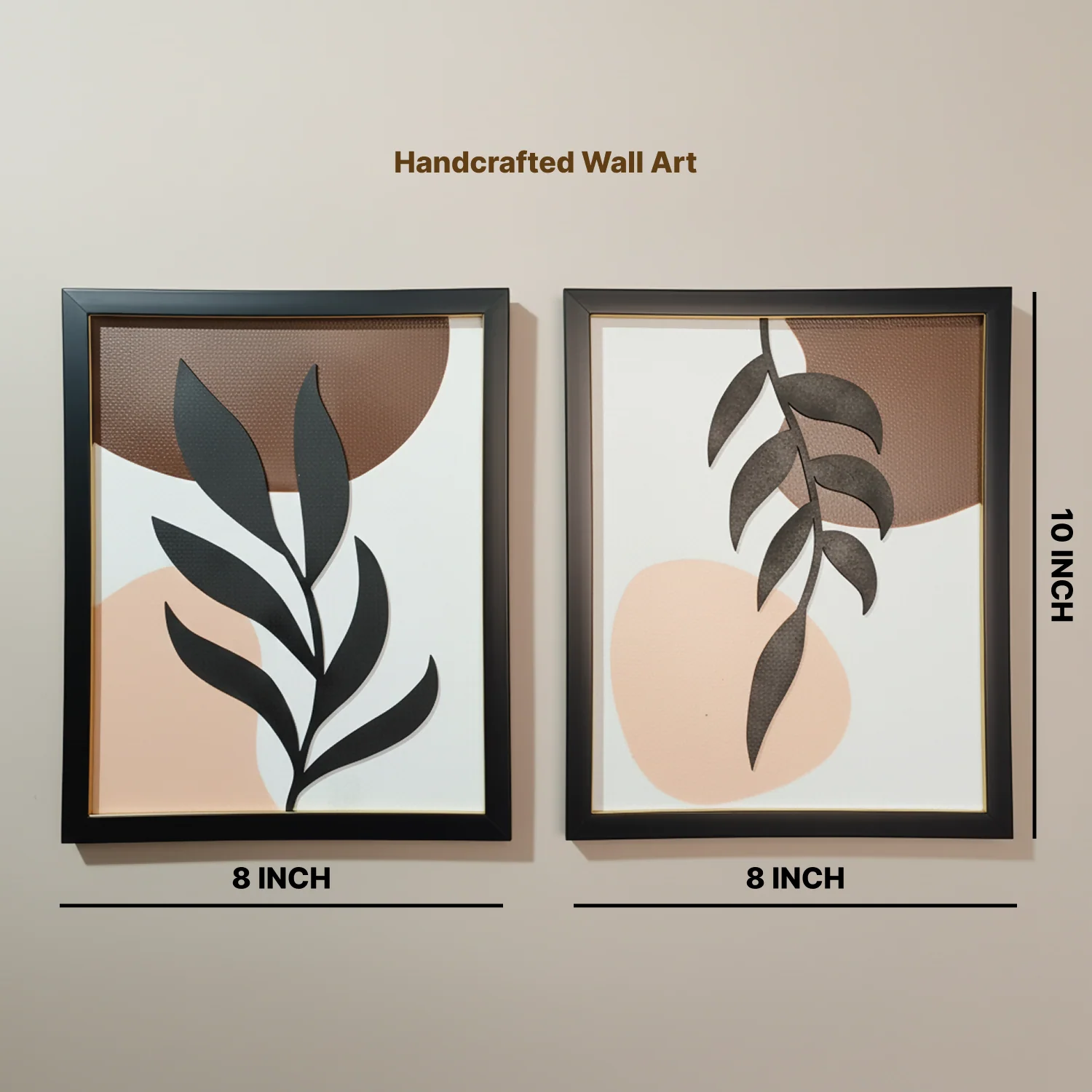 Modern Abstract Leaf Wall Art Frames | Minimalist Botanical Wall Decor Set of 2 - Image 5