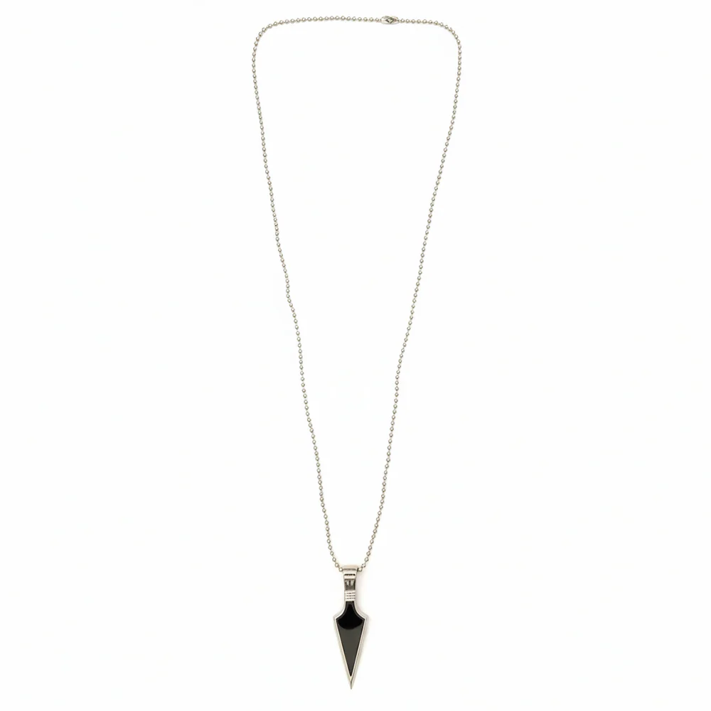 Modern Arrowhead Black & Silver Pendant Necklace for Men - Image 3