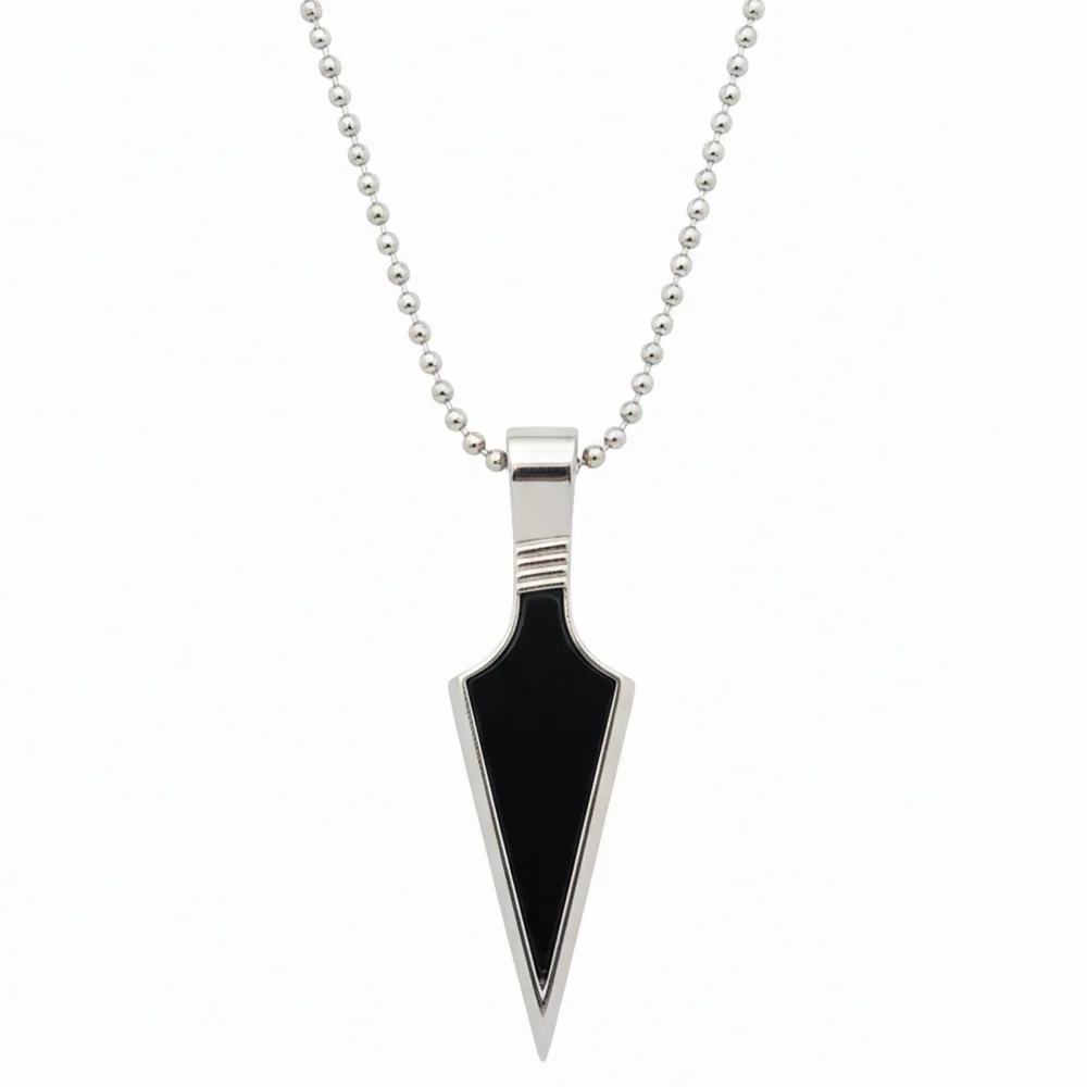 Modern Arrowhead Black & Silver Pendant Necklace for Men - Image 4
