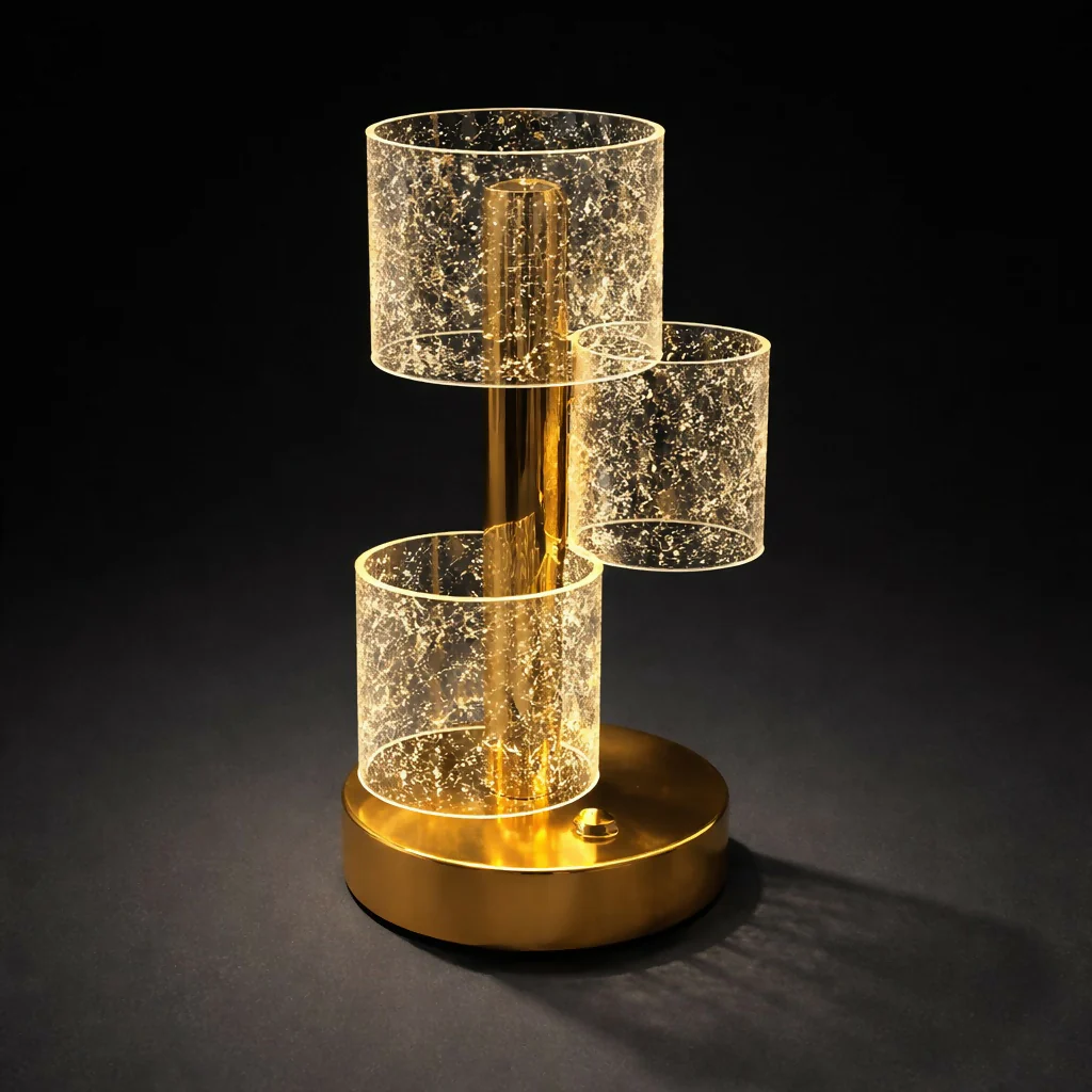 Modern Crystal Glow Table Lamp with Gold Base Decorative Light (Pattern may vary) - Image 3