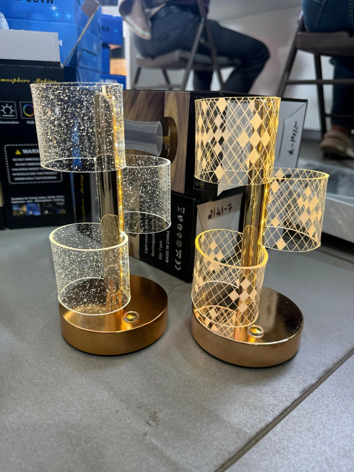 Modern Crystal Glow Table Lamp with Gold Base Decorative Light (Pattern may vary) - Image 6