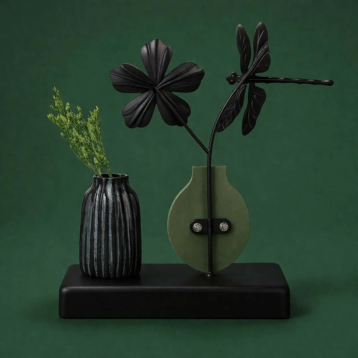 Modern Decorative Table Showpiece with Flower & Dragonfly Design - Image 4