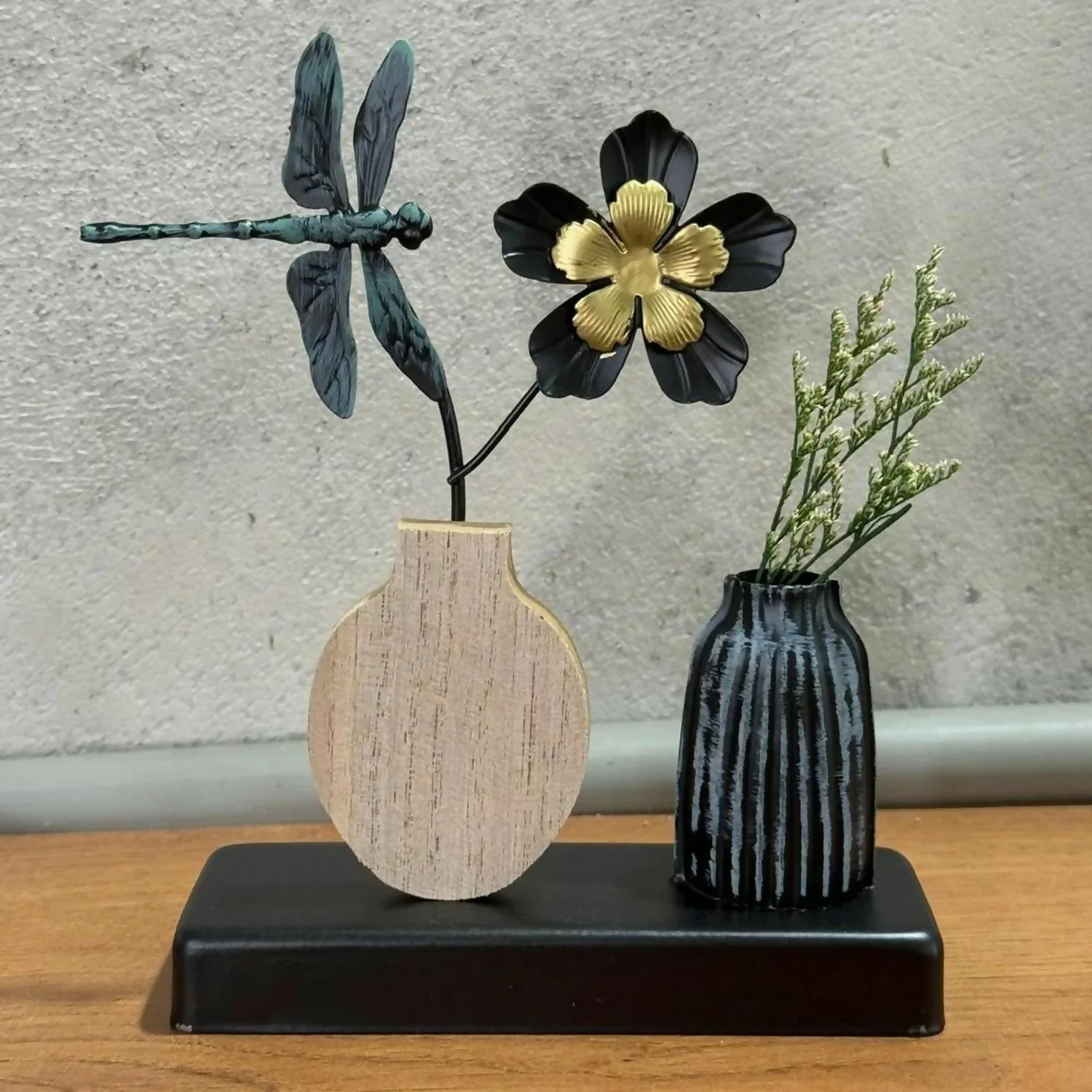 Modern Decorative Table Showpiece with Flower & Dragonfly Design - Image 5