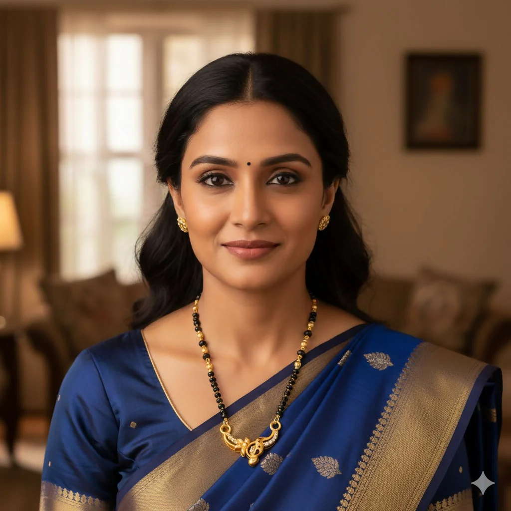Modern Gold & AD Mangalsutra with Black Beads - Image 3