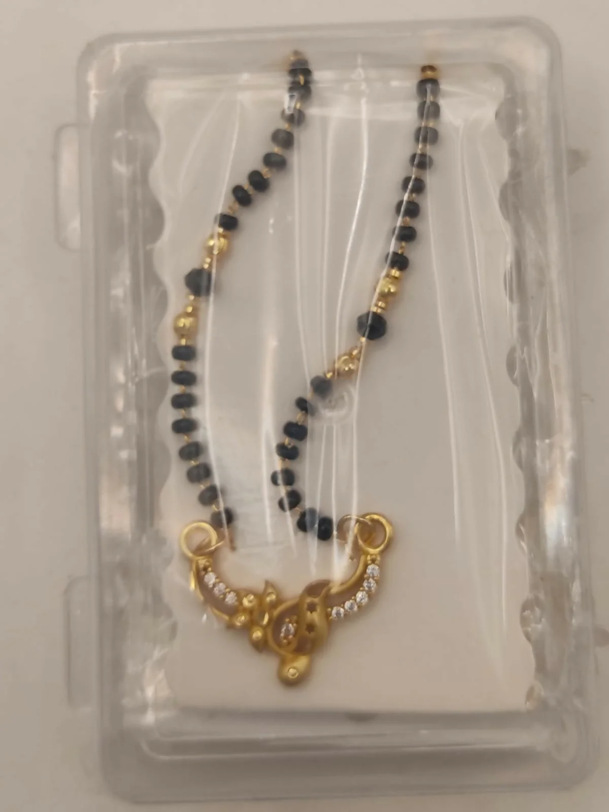Modern Gold & AD Mangalsutra with Black Beads - Image 5