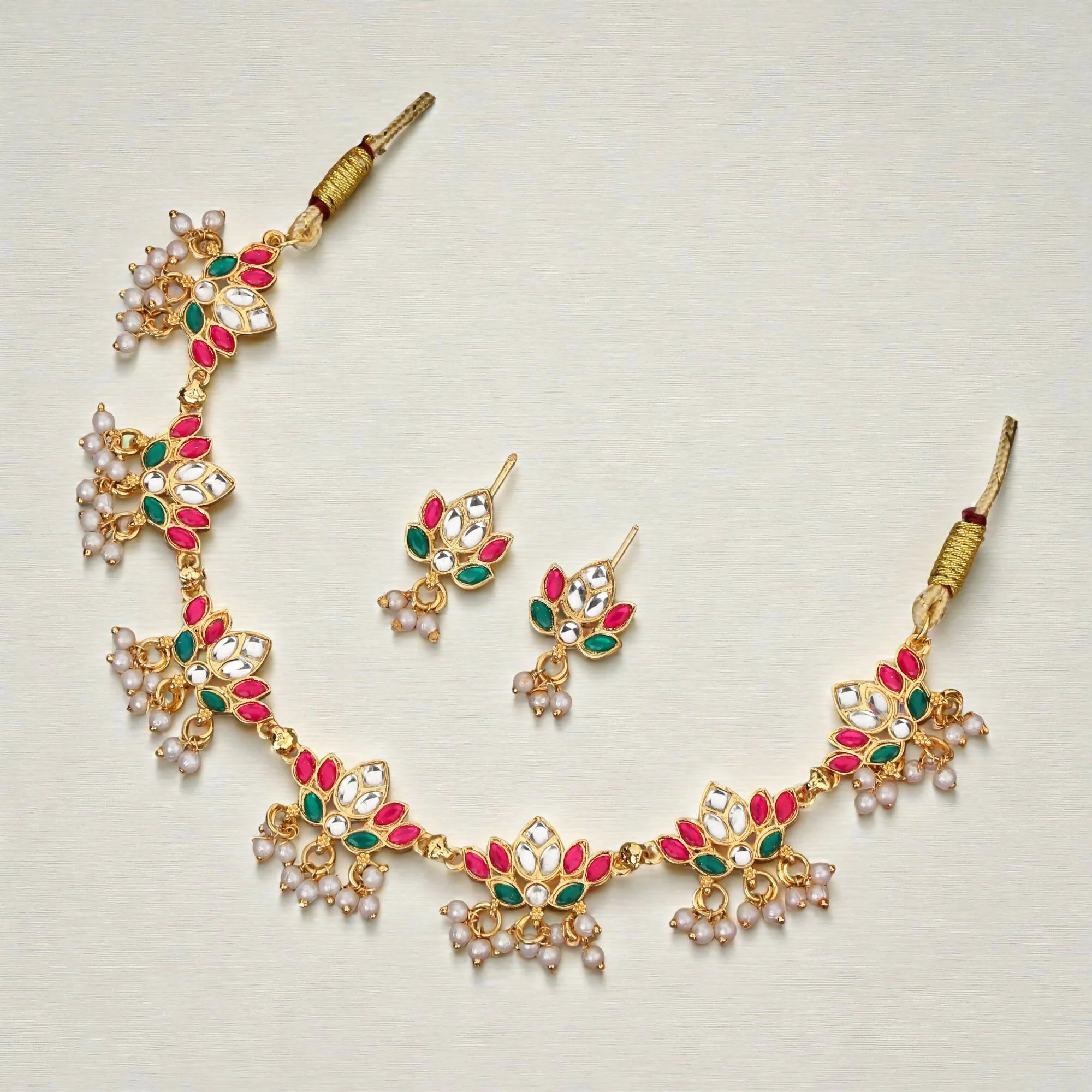 Modern Gold Pave Crystal Teardrop Choker Set - Image 3