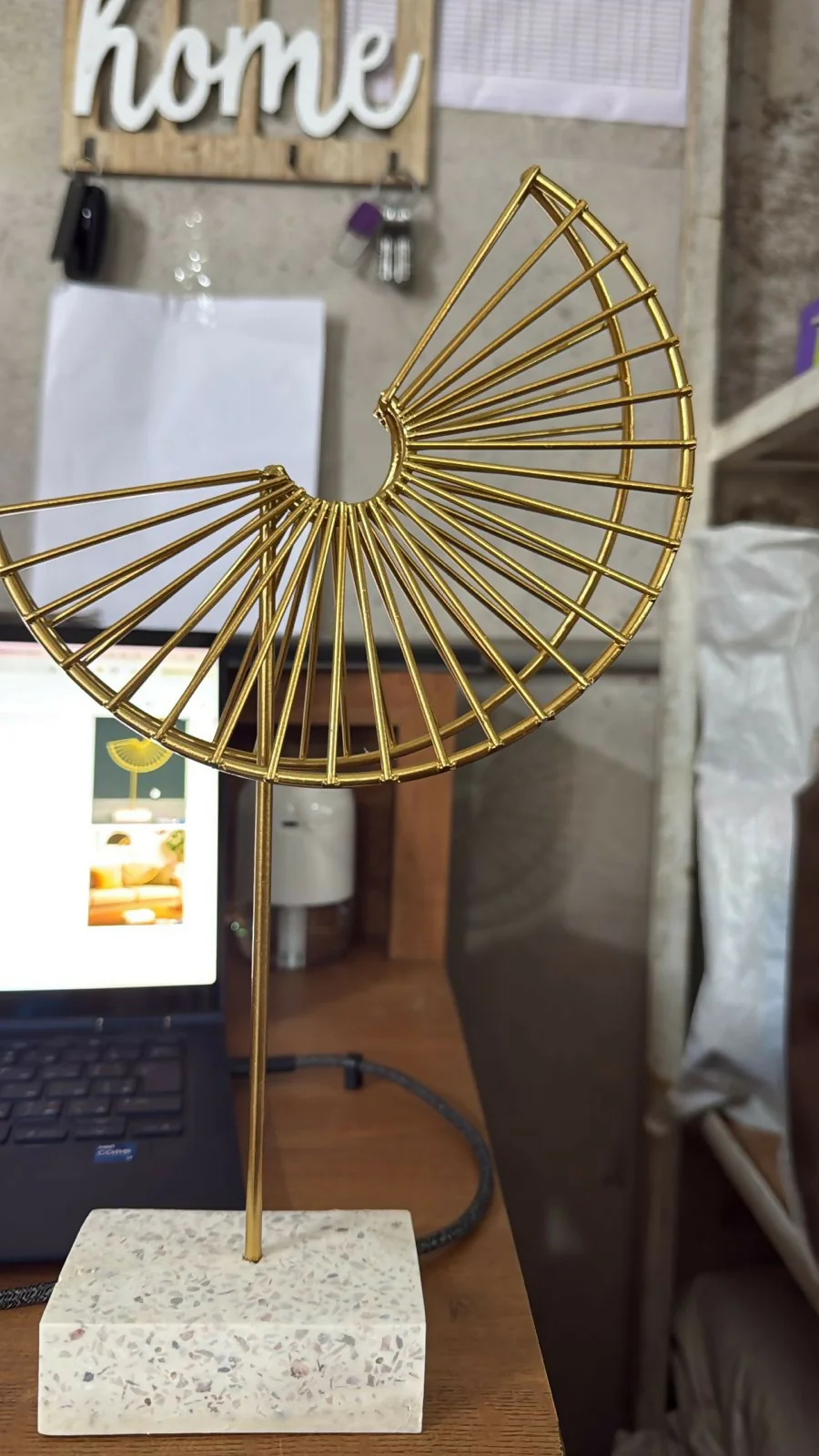 Modern Gold Spiral Metal Table Decor Showpiece with Marble Base - Image 4