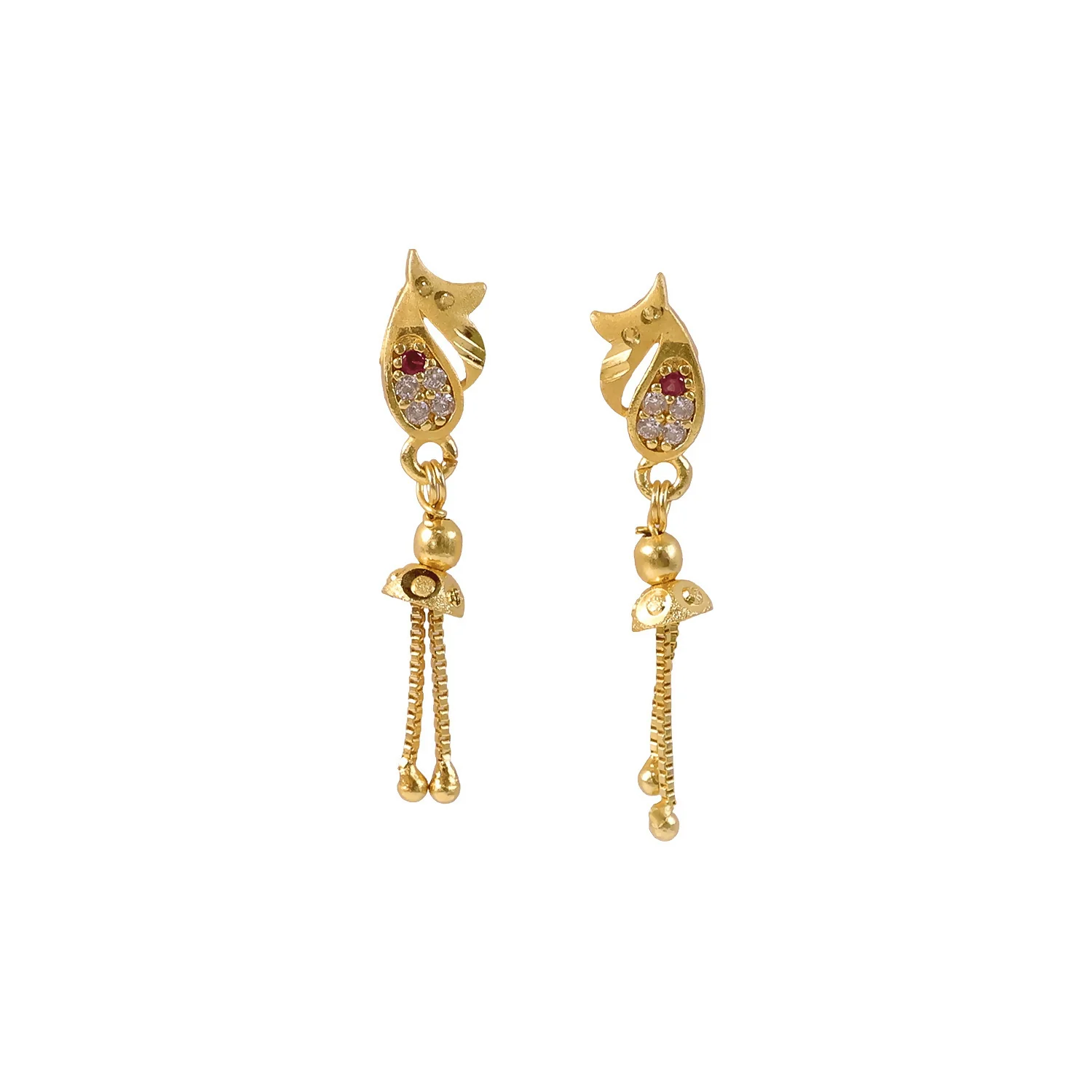 Modern Heritage Gold Casting Floral Teardrop Chain Drop Earrings for Women (1 Pair) - Image 5