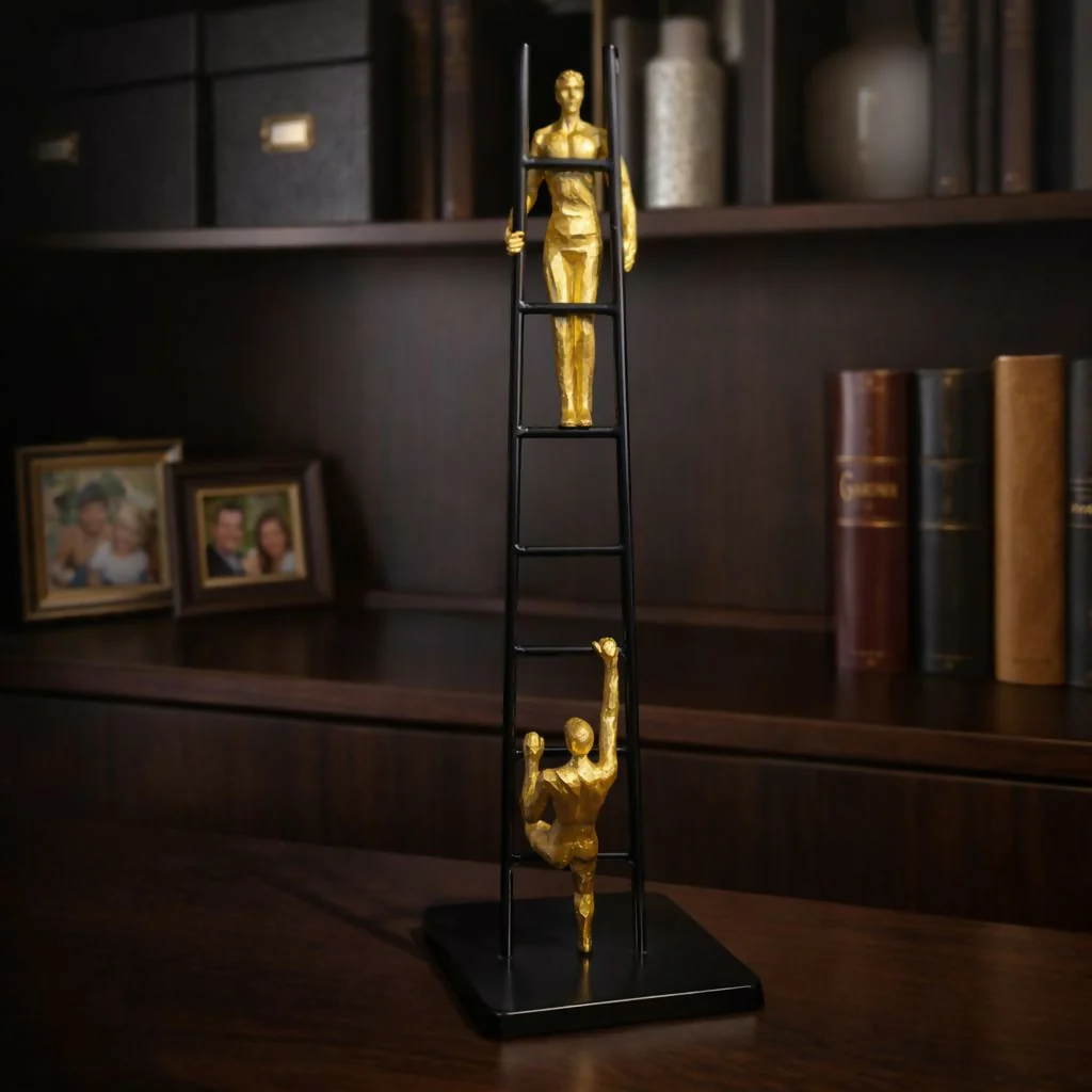Modern Ladder Climbing Man Sculpture Decorative Table Showpiece - Image 2