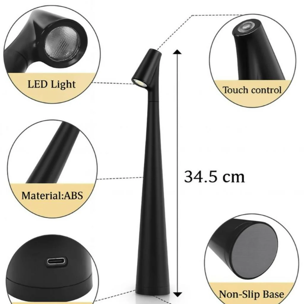 Modern LED Desk Lamp Touch Control USB Rechargeable Study Light - Image 4