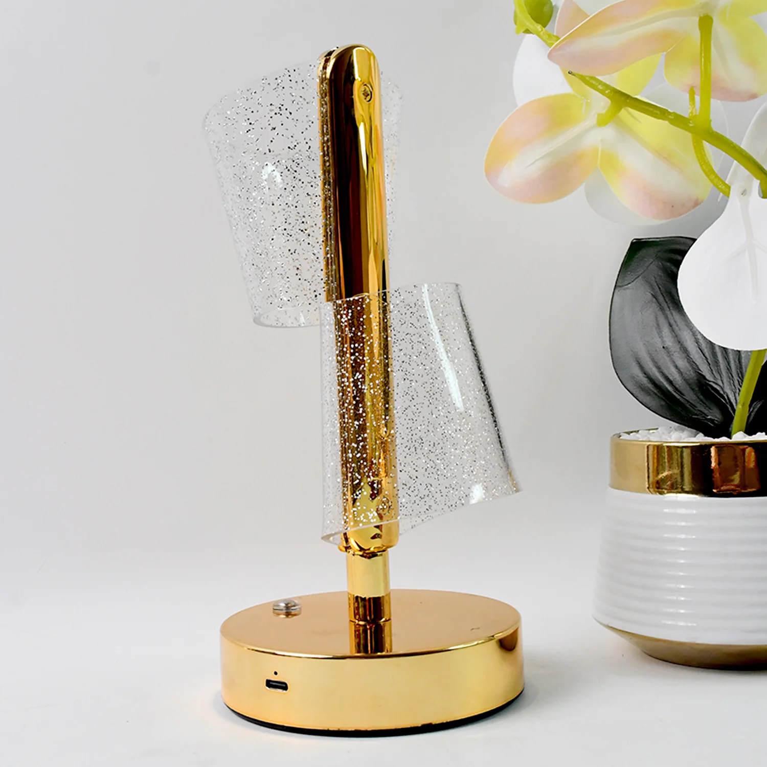 Modern Luxury Crystal LED Double Shade Table Lamp (1 Pc) - Image 3