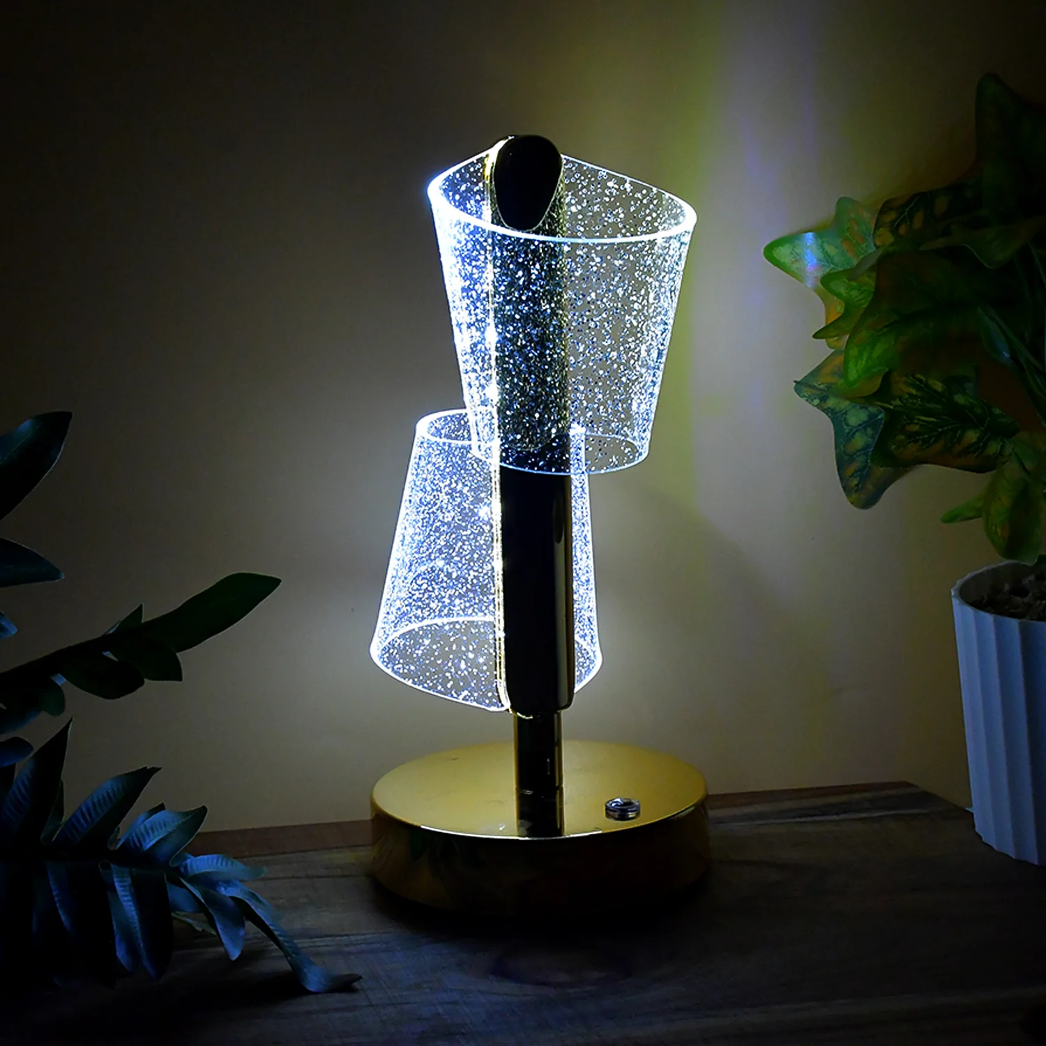 Modern Luxury Crystal LED Double Shade Table Lamp (1 Pc) - Image 4