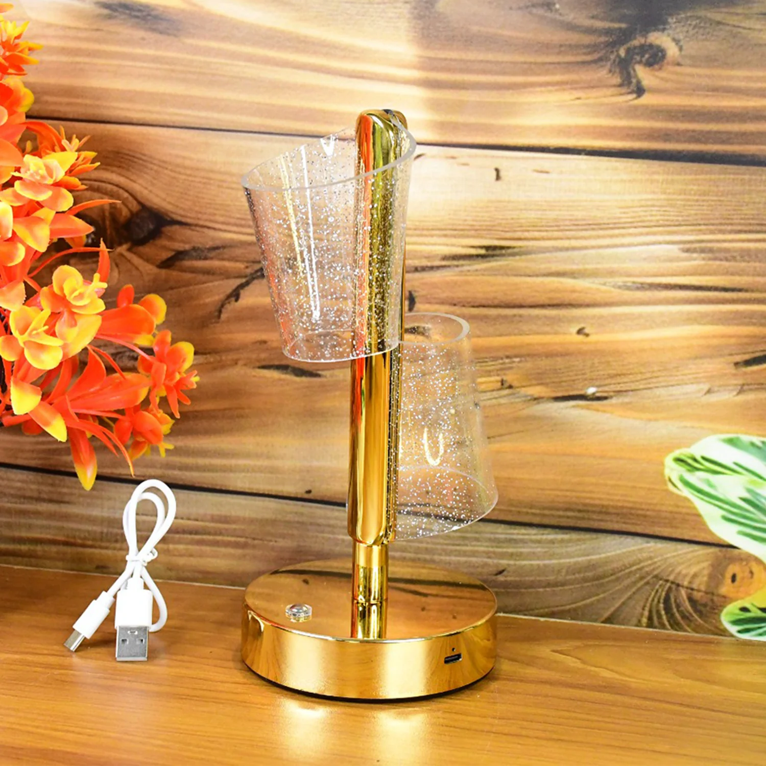 Modern Luxury Crystal LED Double Shade Table Lamp (1 Pc) - Image 8