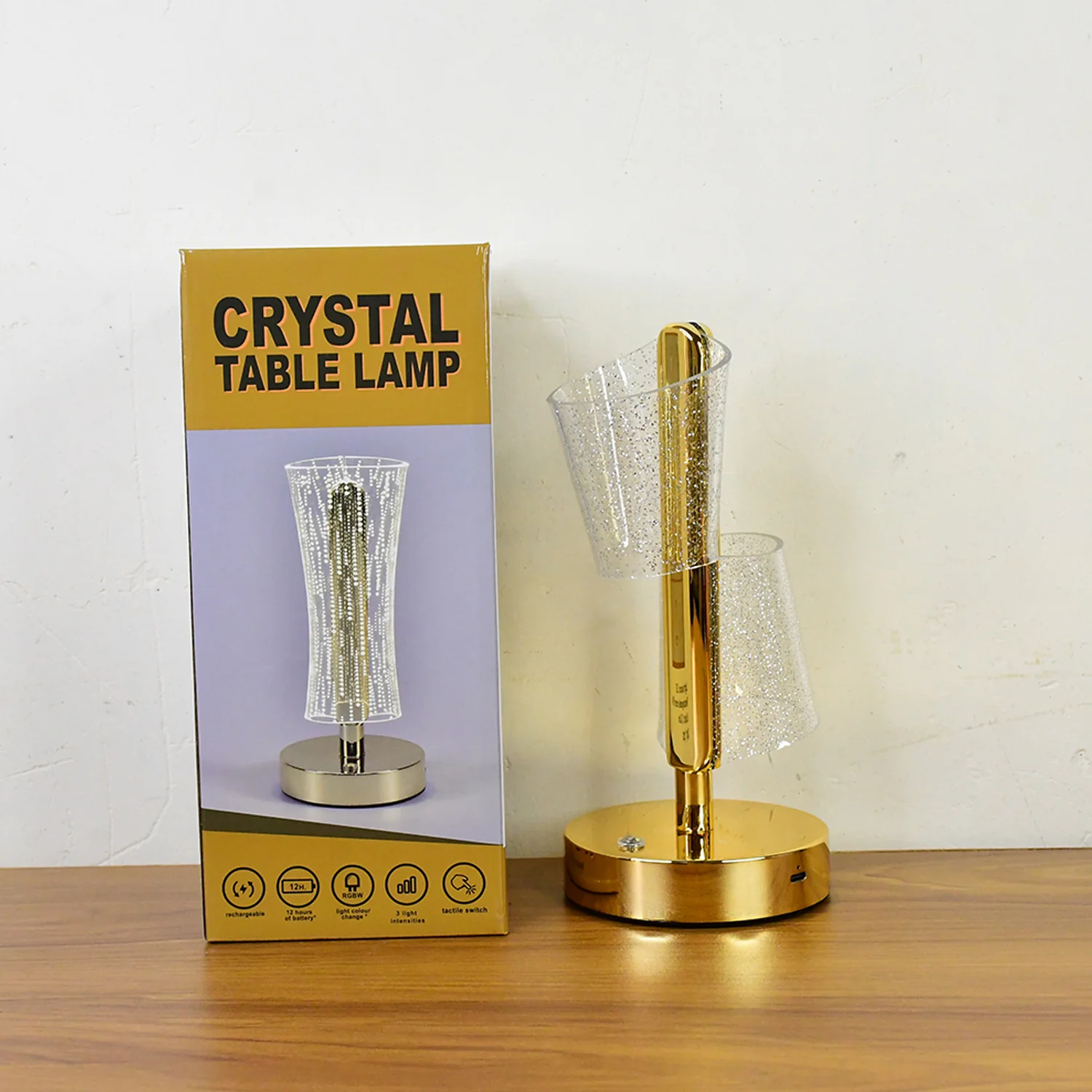 Modern Luxury Crystal LED Double Shade Table Lamp (1 Pc) - Image 9
