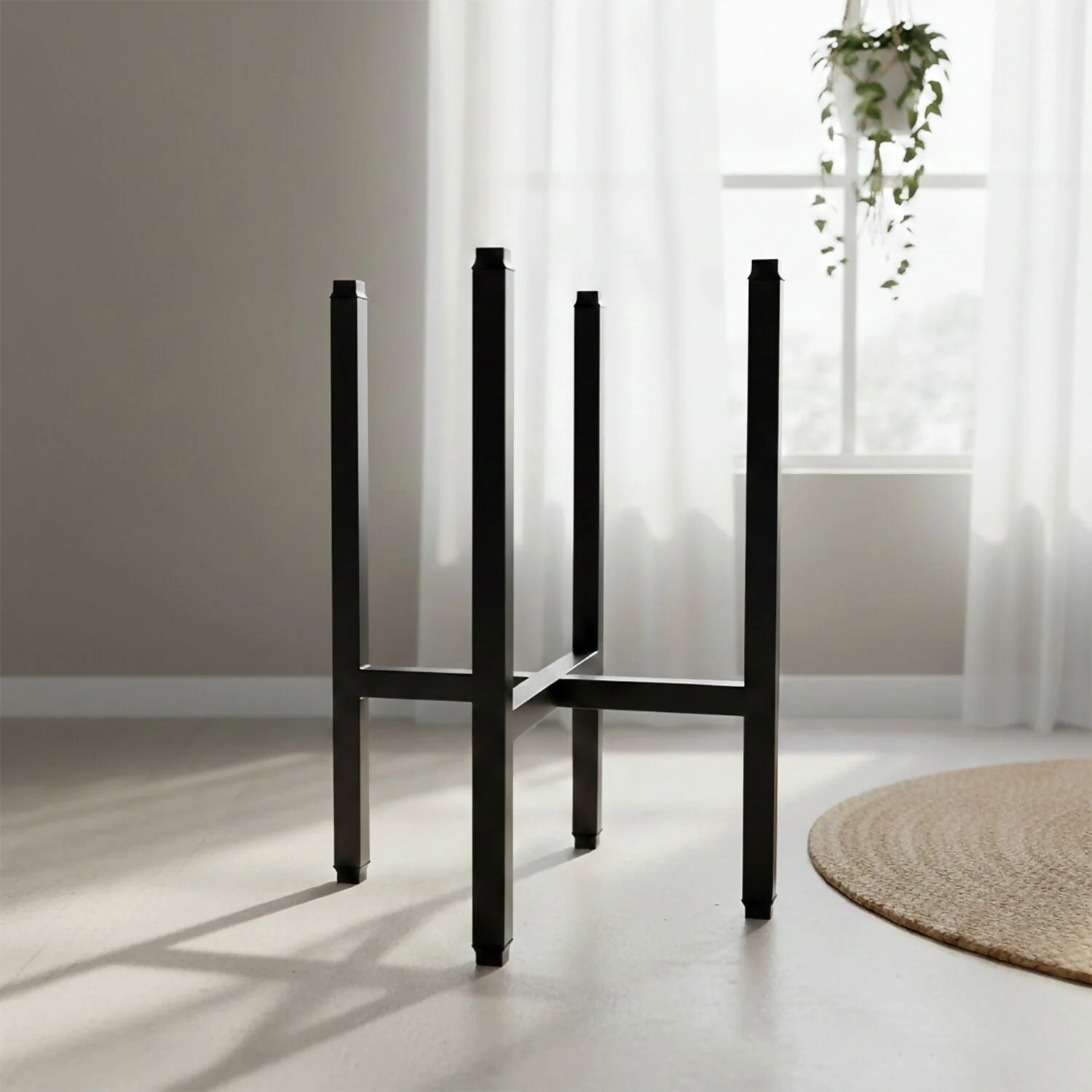 Modern Metal Floor Plant Stand for Indoor Home & Living Room Décor (10x10x15 Inch) - Image 2
